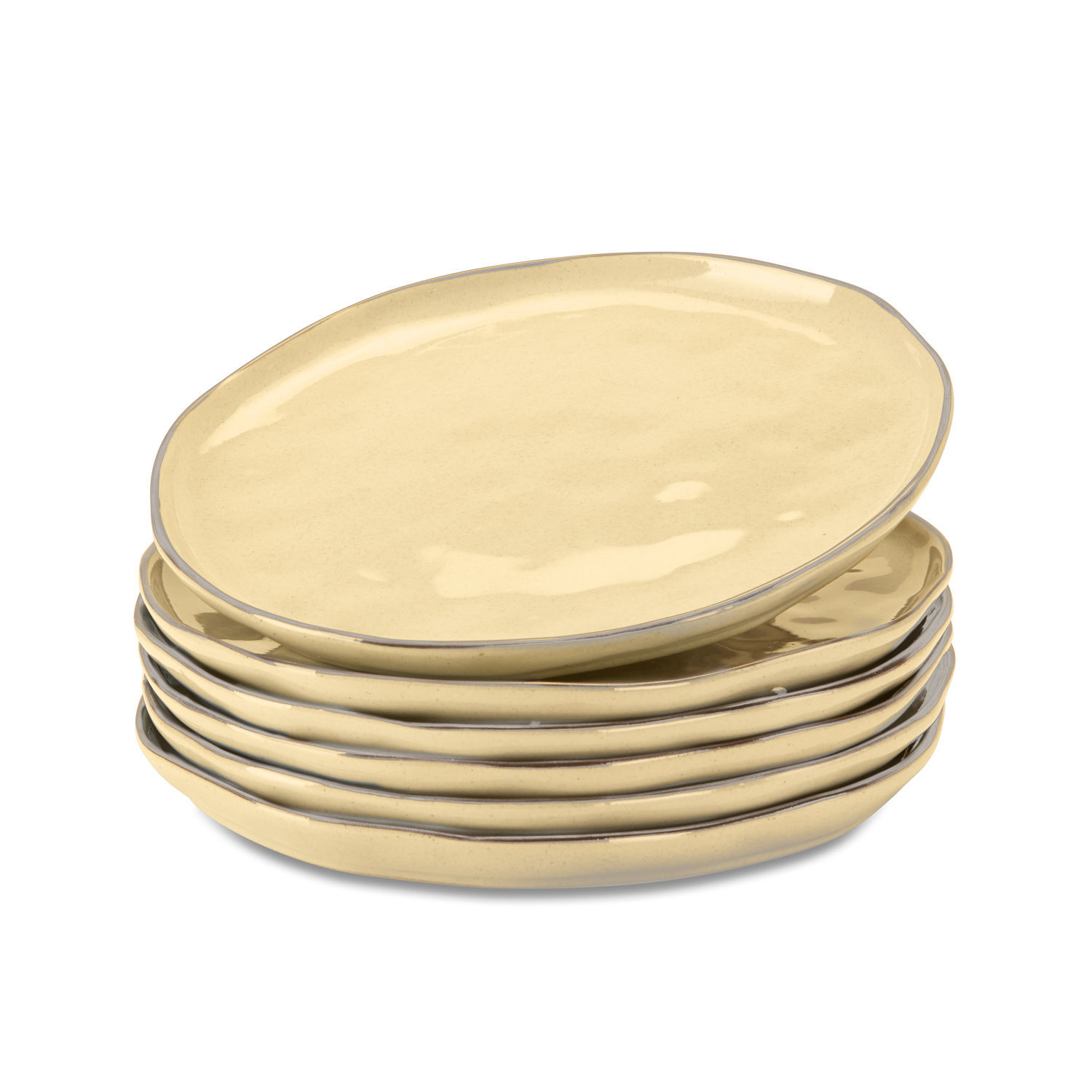 żółty Zestaw 6 ceramicznych talerzy Biarritz w żółtym kolorze do dekoracji stołu