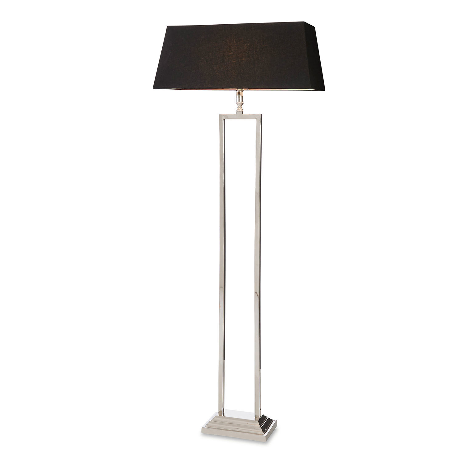 Lampa stojąca Barki Nowoczesna lampa podłogowa ze stali nierdzewnej z czarnym abażurem do salonu