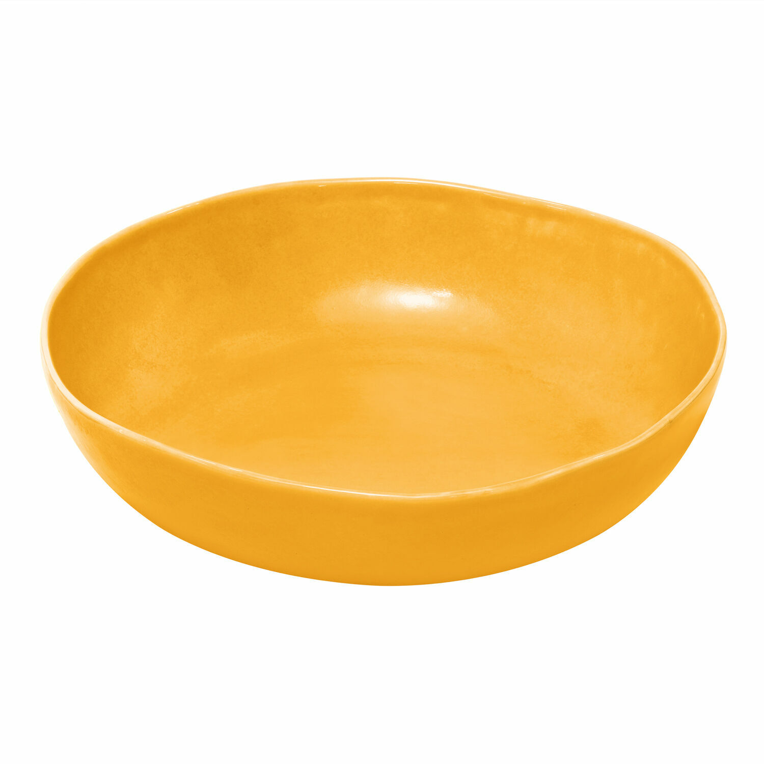Żółta ceramiczna miska Calvi o nieregularnym kształcie, idealna do serwowania potraw.