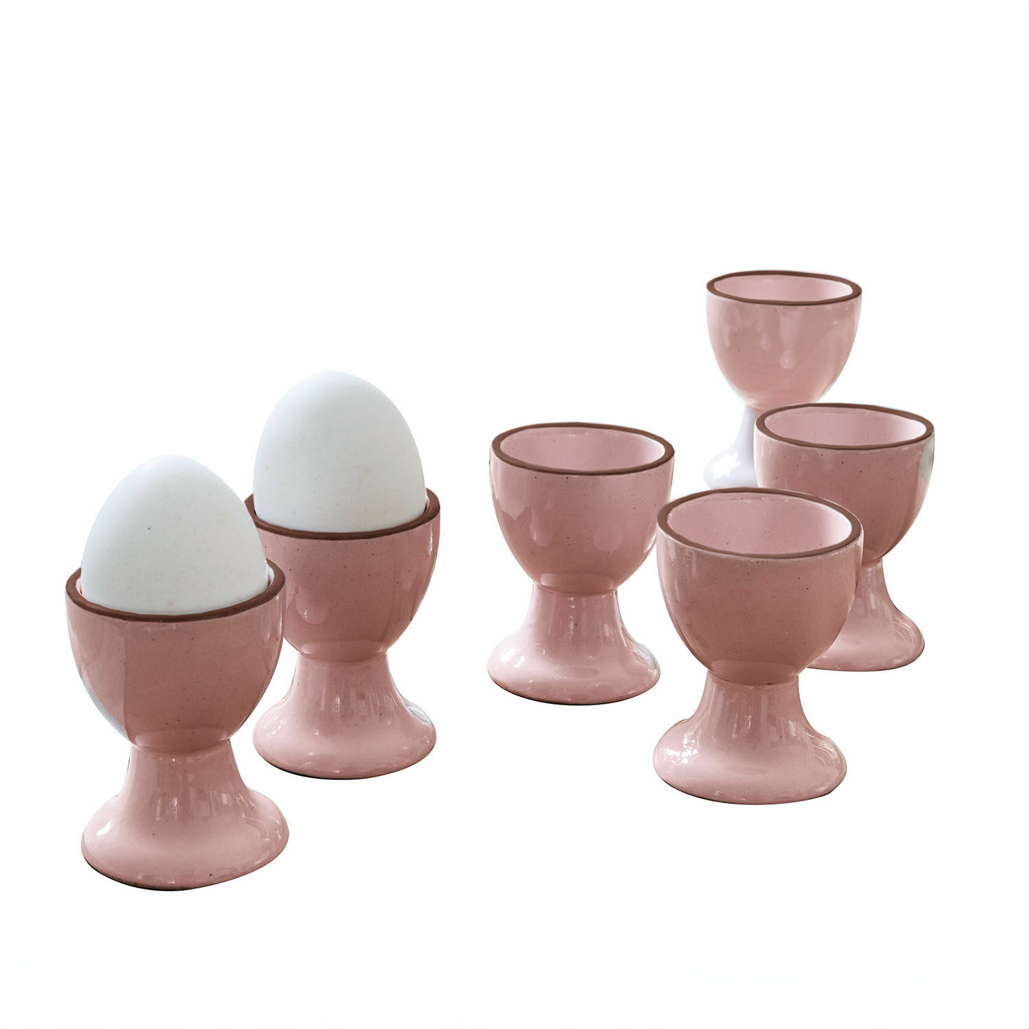 różowy Zestaw 6 różowych ceramicznych kieliszków na jajka Biarritz do kuchni i śniadań
