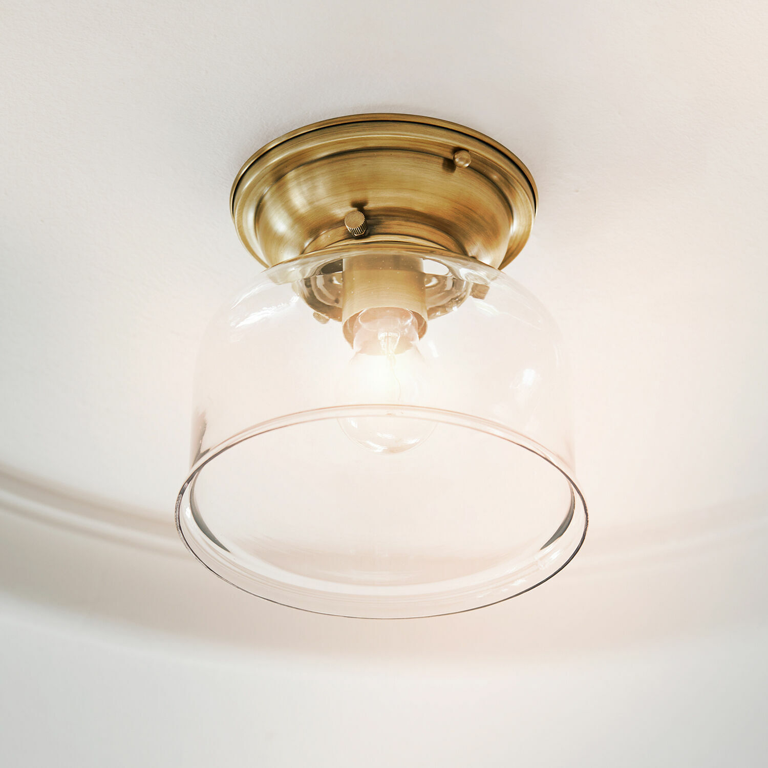 Lampa sufitowa Amélor Lampa sufitowa z mosiądzu i przezroczystego szkła, klasyczny design do oświetlenia wnętrz