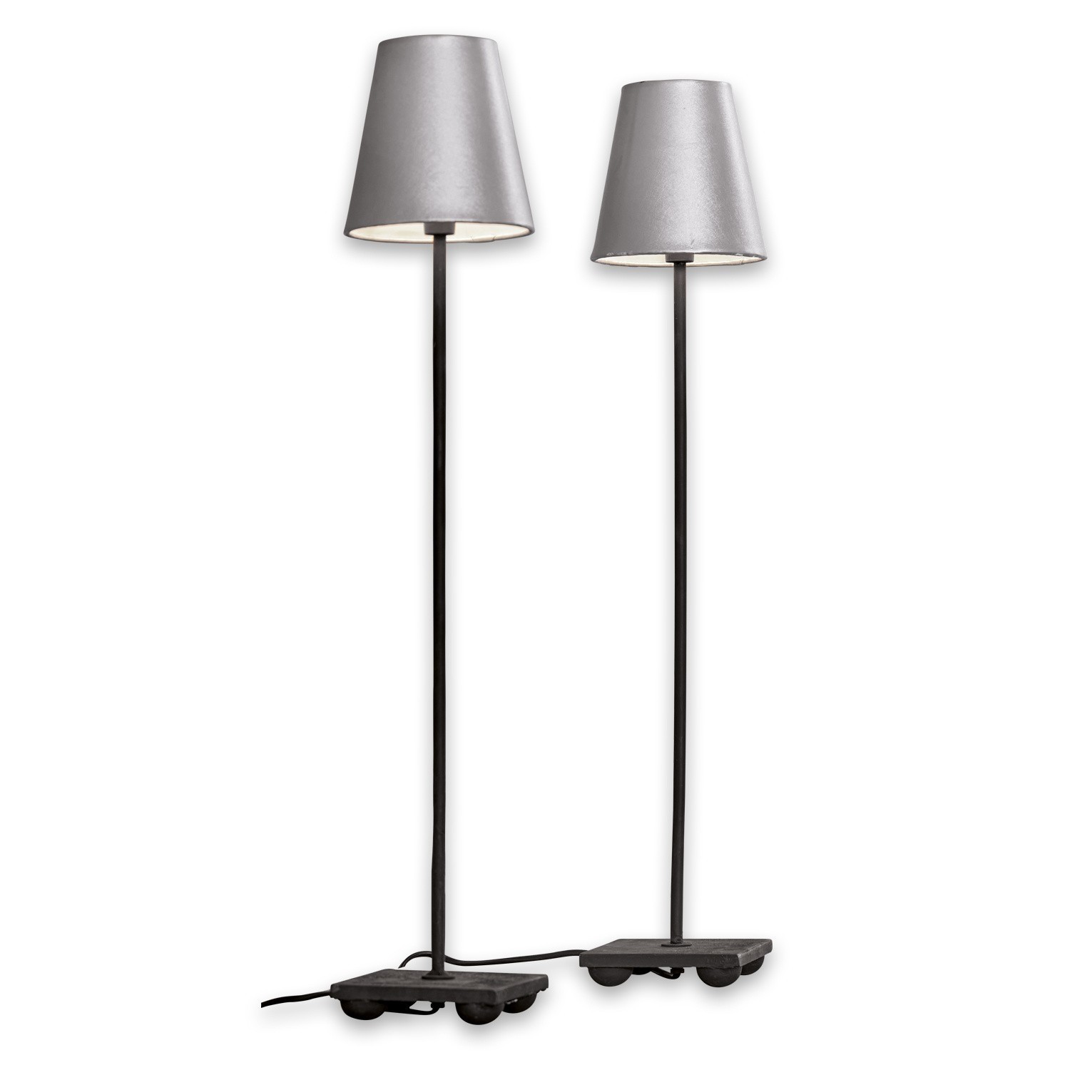 antyczne srebro/czarny Zestaw dwóch lamp stołowych Filia w kolorze antycznego srebra i czerni, metal i tkanina