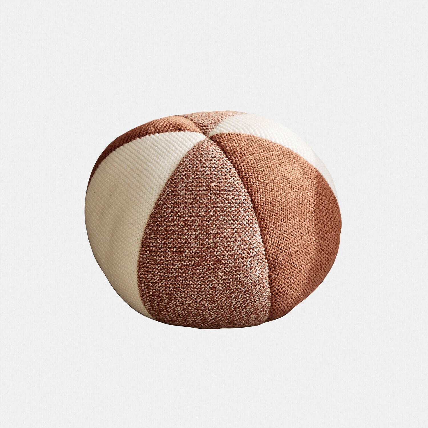 Okrągła poduszka dekoracyjna z dzianiny w brązowo-kremowych odcieniach do salonu i sypialni