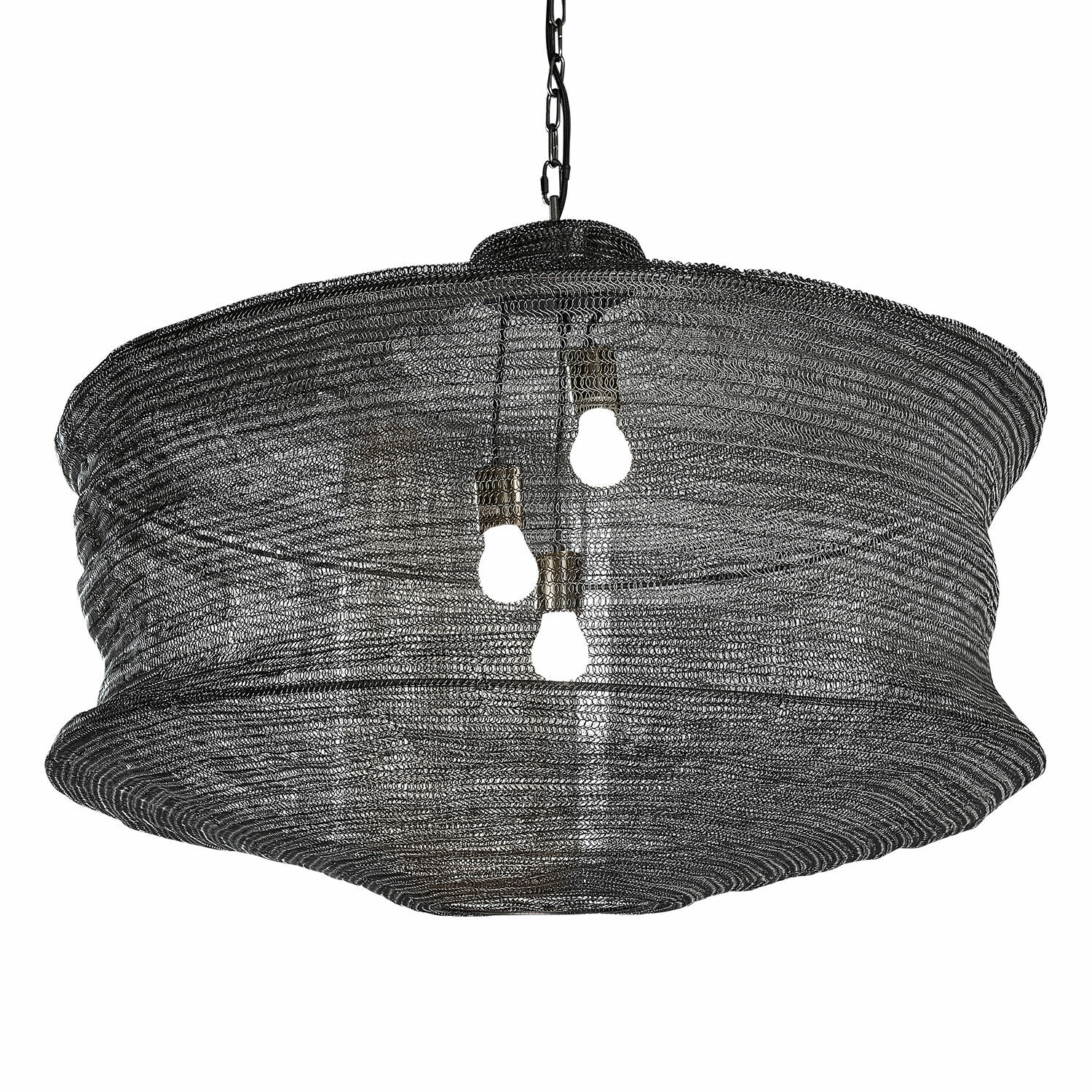 antracytowy Wisząca lampa Valerique z antracytowego metalu o siatkowej strukturze z trzema żarówkami