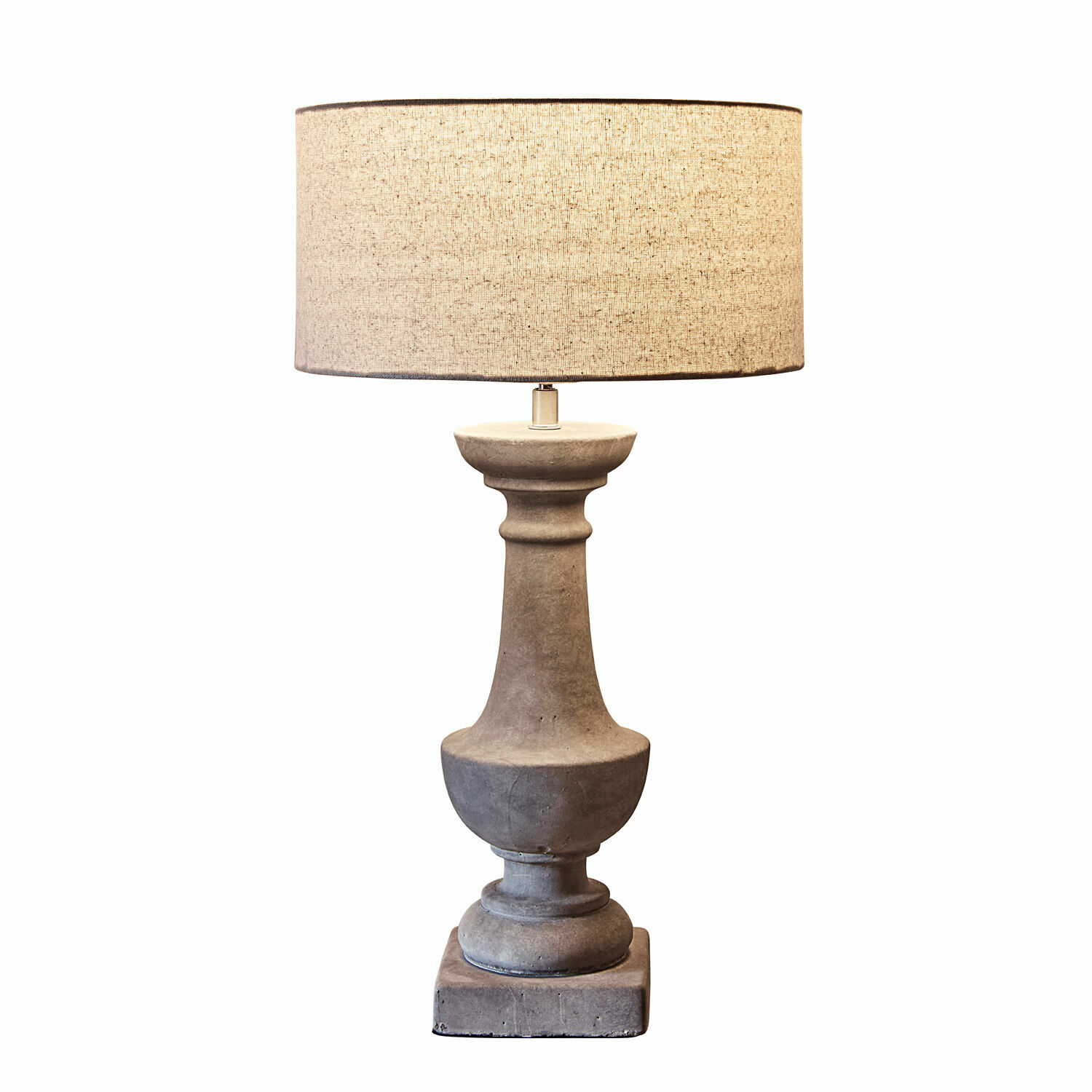 Lampa stołowa Tifaine Lampka stołowa z betonu w szarym kolorze z beżowym abażurem, nowoczesny design do salonu