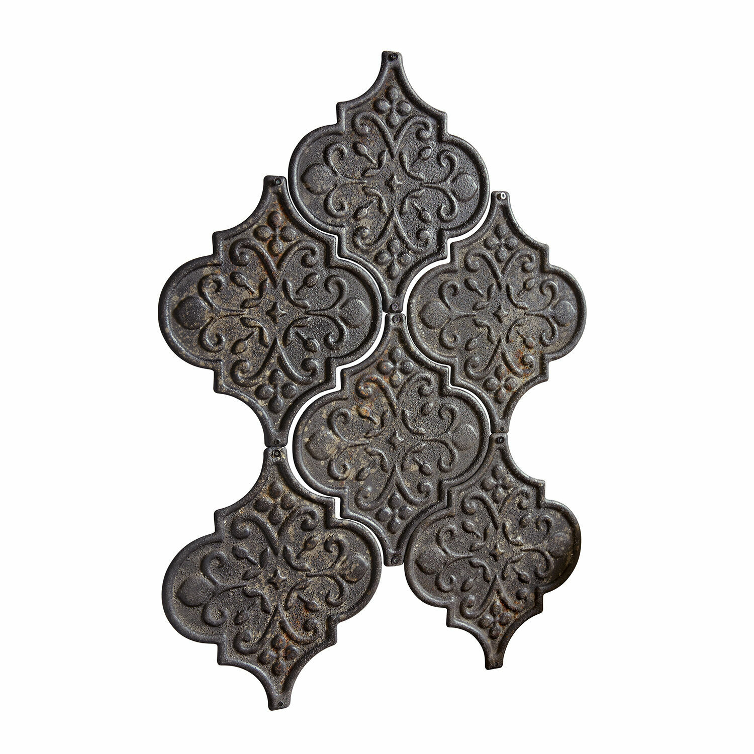 antyczna czerń Zestaw 6 antycznych czarnych metalowych ornamentów ściennych Halira z dekoracyjnym wzorem