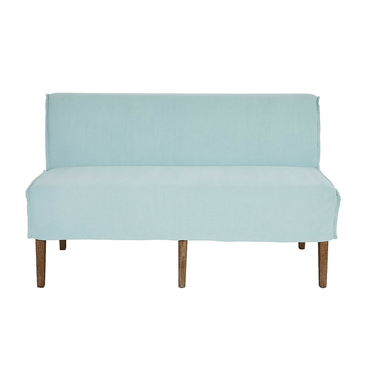 jasnoniebieski Jasnoniebieska sofa kuchenna Vinterfjord z tkaniny na drewnianych nogach, wygodne meble do jadalni