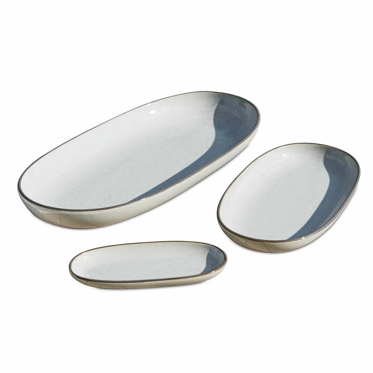 szary Zestaw 3 szarych ceramicznych półmisków Biarritz do serwowania potraw, nowoczesny design
