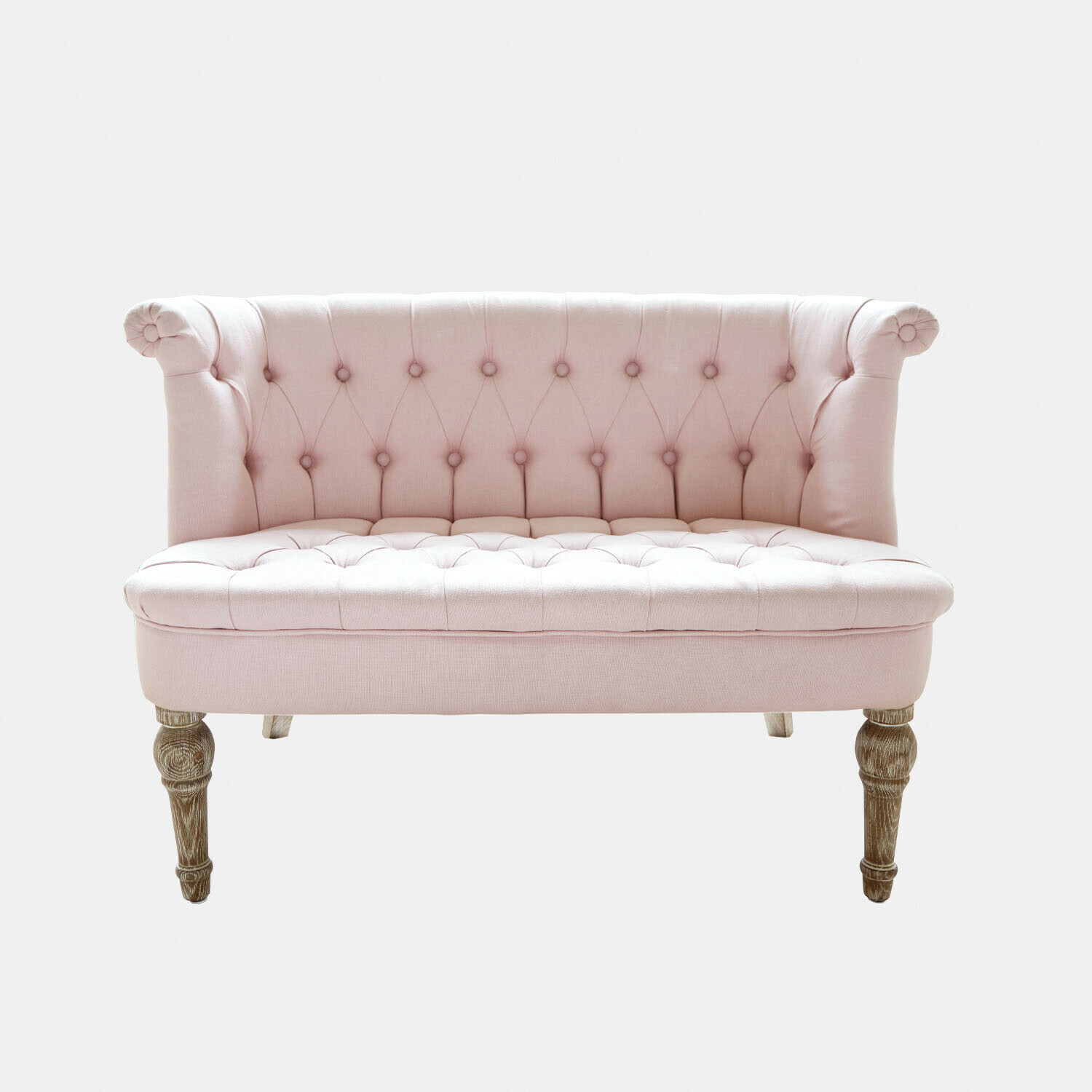 różowy Różowa tapicerowana sofa Weralin z drewnianymi nogami, elegancki mebel do salonu