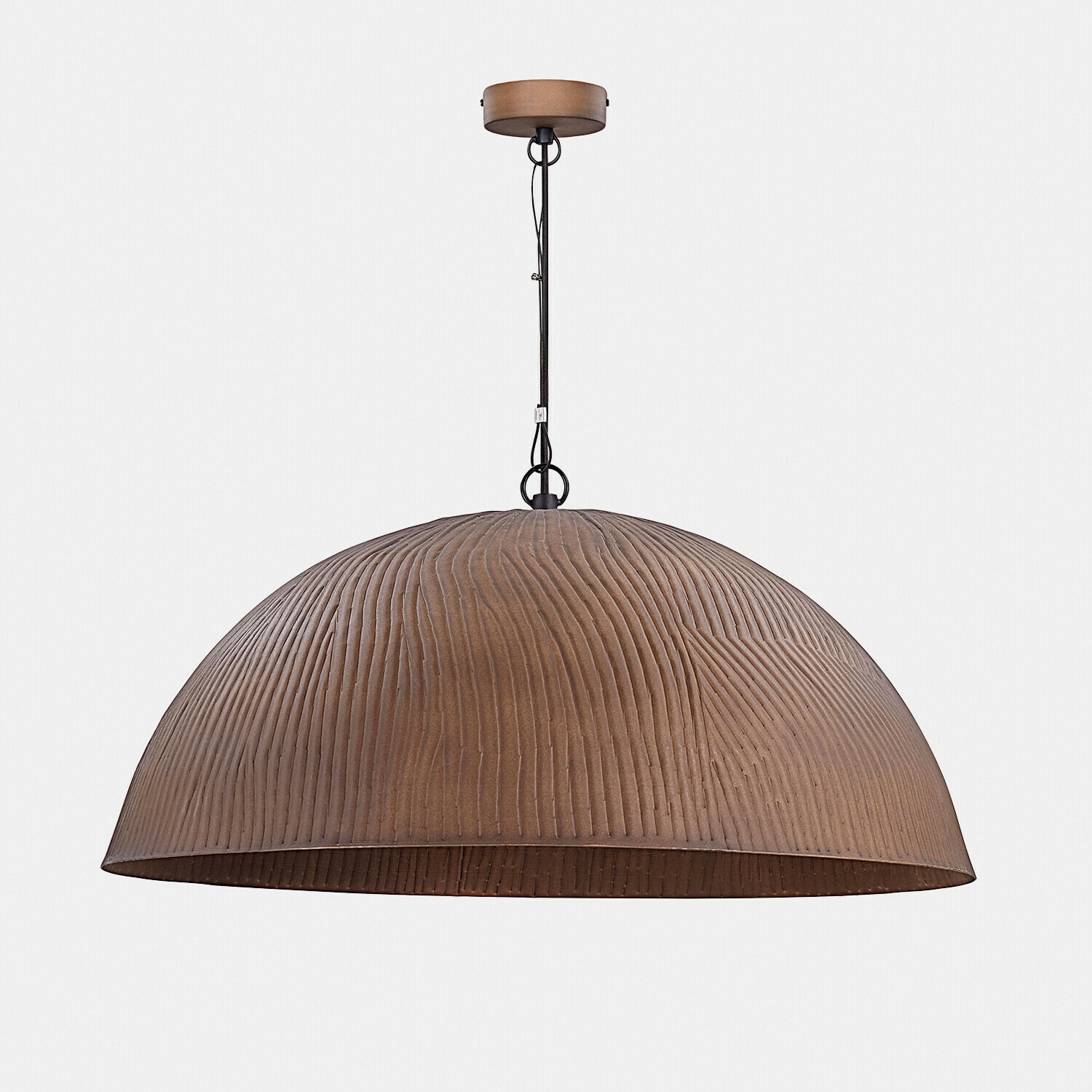 Lampa wisząca Ravelinos Brązowa lampa wisząca z teksturowanego metalu o półkolistym kształcie do nowoczesnych wnętrz