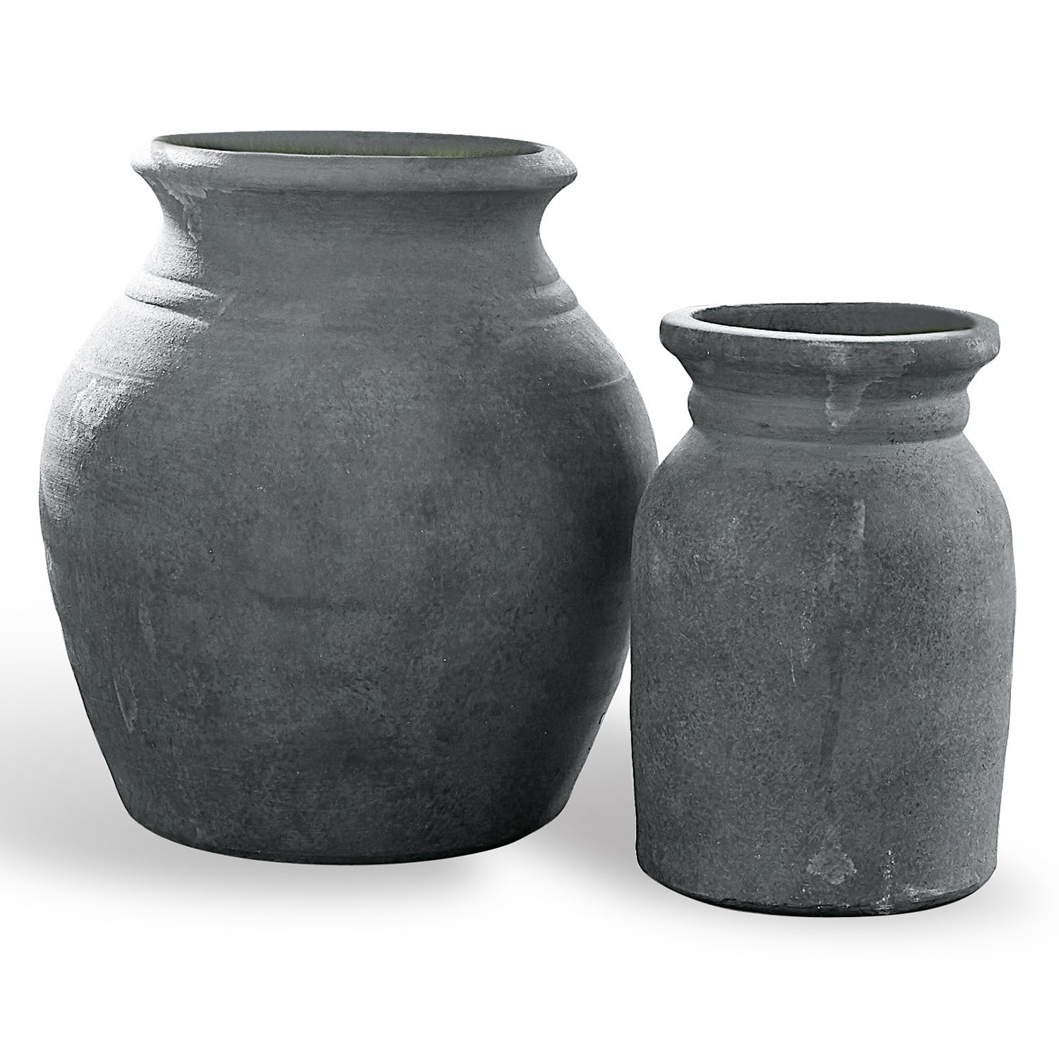 Wazon, zestaw 2 szt. Molduc Zestaw dwóch szarych ceramicznych wazonów o rustykalnym wyglądzie do dekoracji wnętrz i ogrodów