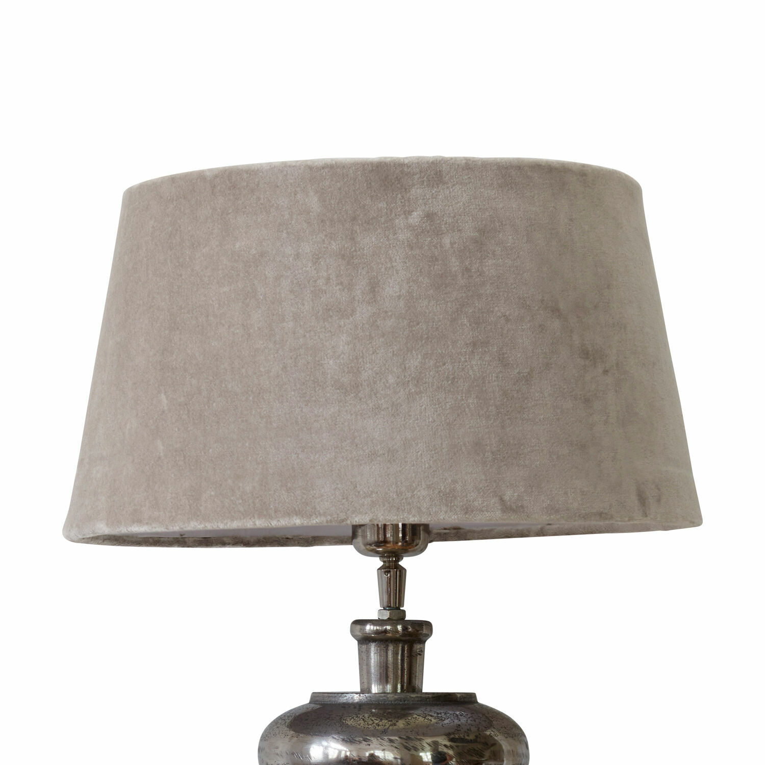 Klosz do lampy Anfor Lampa stołowa z metalową podstawą i beżowym welurowym abażurem do salonu