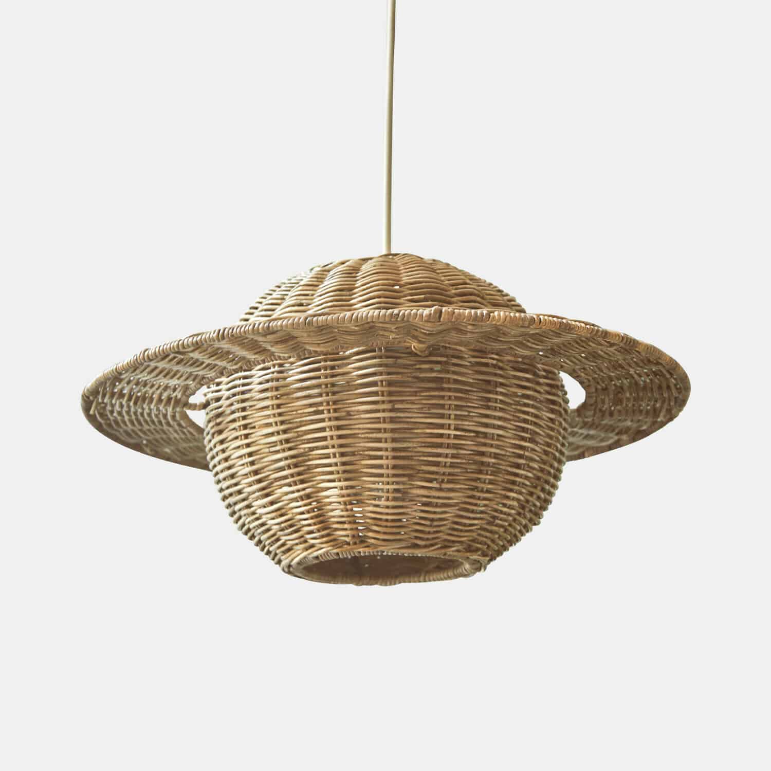 Klosz lampy Xeltra Lampa wisząca z wikliny w naturalnym kolorze, dekoracyjny abażur do wnętrz w stylu boho