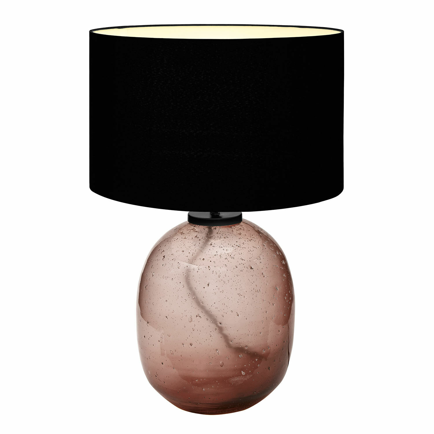 Lampa stołowa Humpton Lampka stołowa z różowego szkła z czarnym abażurem, nowoczesny design do salonu