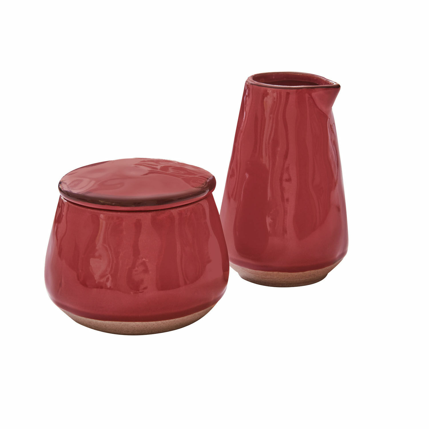 czerwony Czerwony ceramiczny zestaw cukierniczki i mlecznika Biarritz do kuchni i jadalni