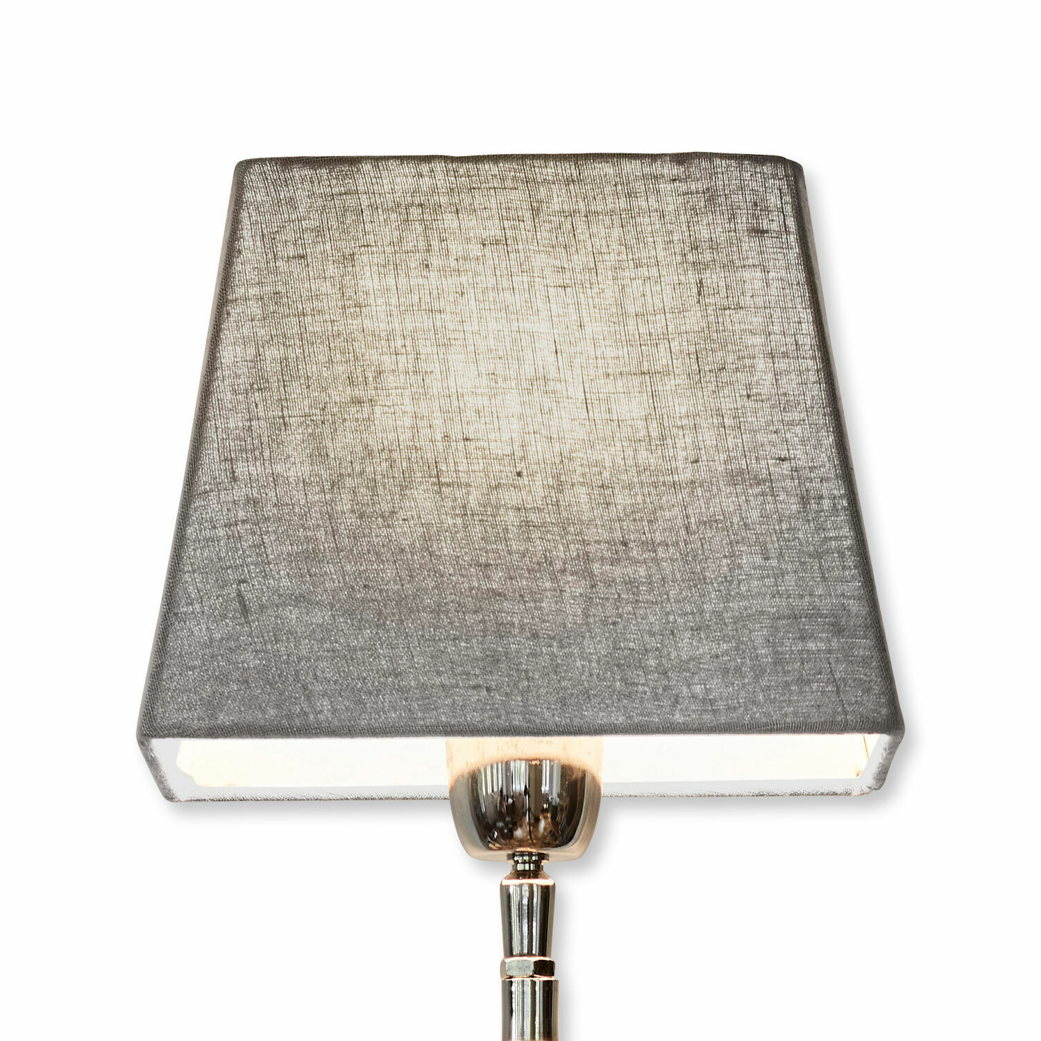 Klosz do lampy Linderas Lampa stołowa z metalową podstawą i szarą tkaninową abażurą, nowoczesny design oświetlenia