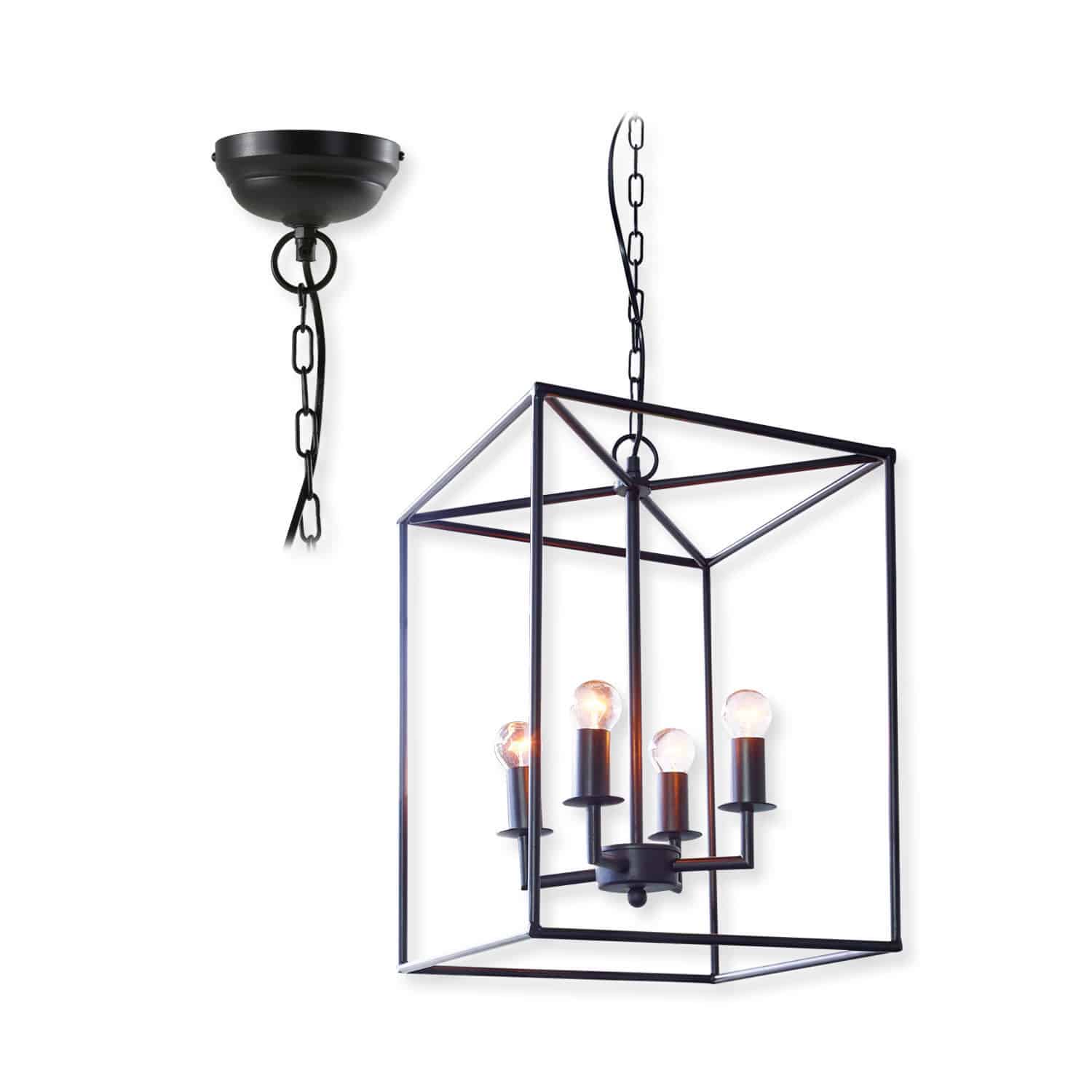 Lampa wisząca Elian Czarna metalowa lampa wisząca w kształcie sześcianu z pięcioma żarówkami, nowoczesne oświetlenie