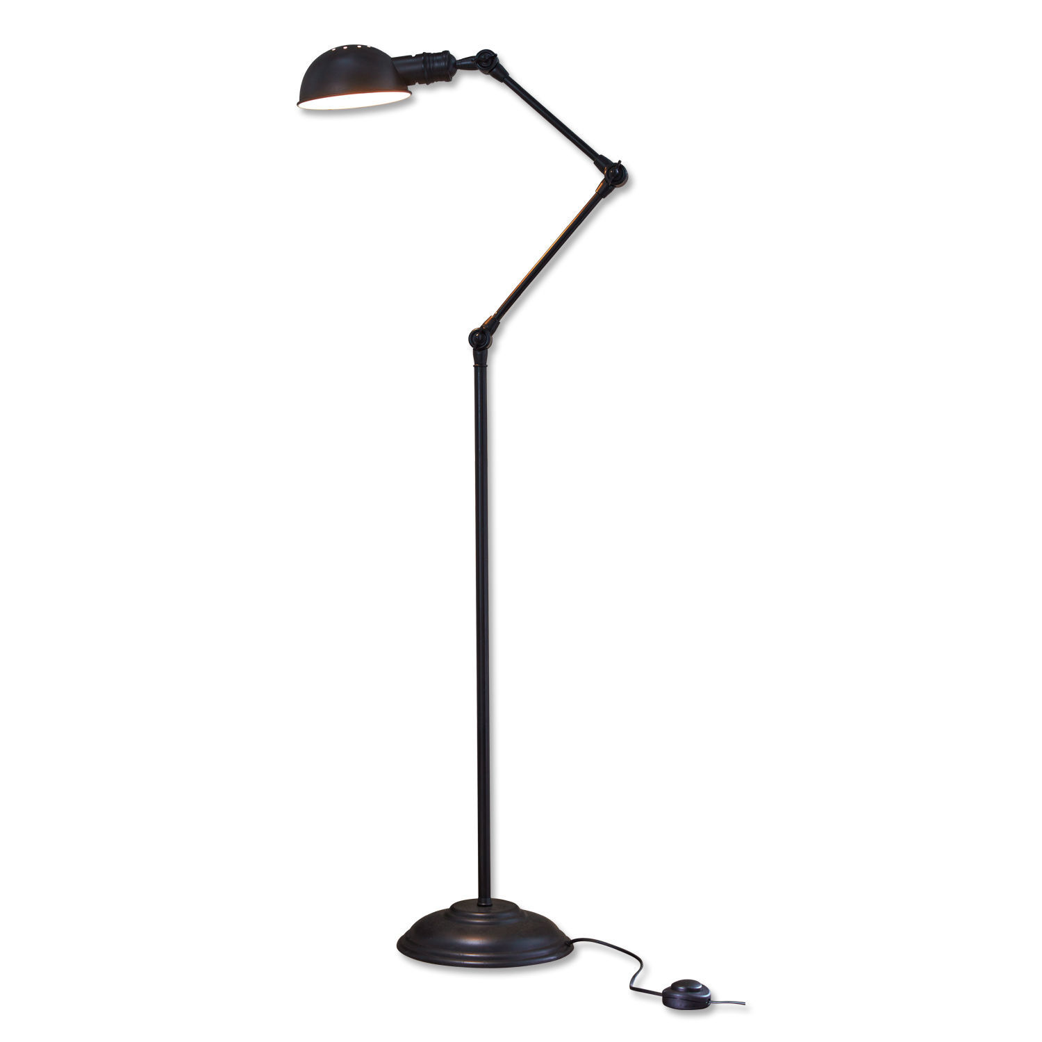 antyczna czerń Lampa stojąca Tulsa z metalu w antycznym czarnym kolorze, regulowana, do salonu i biura