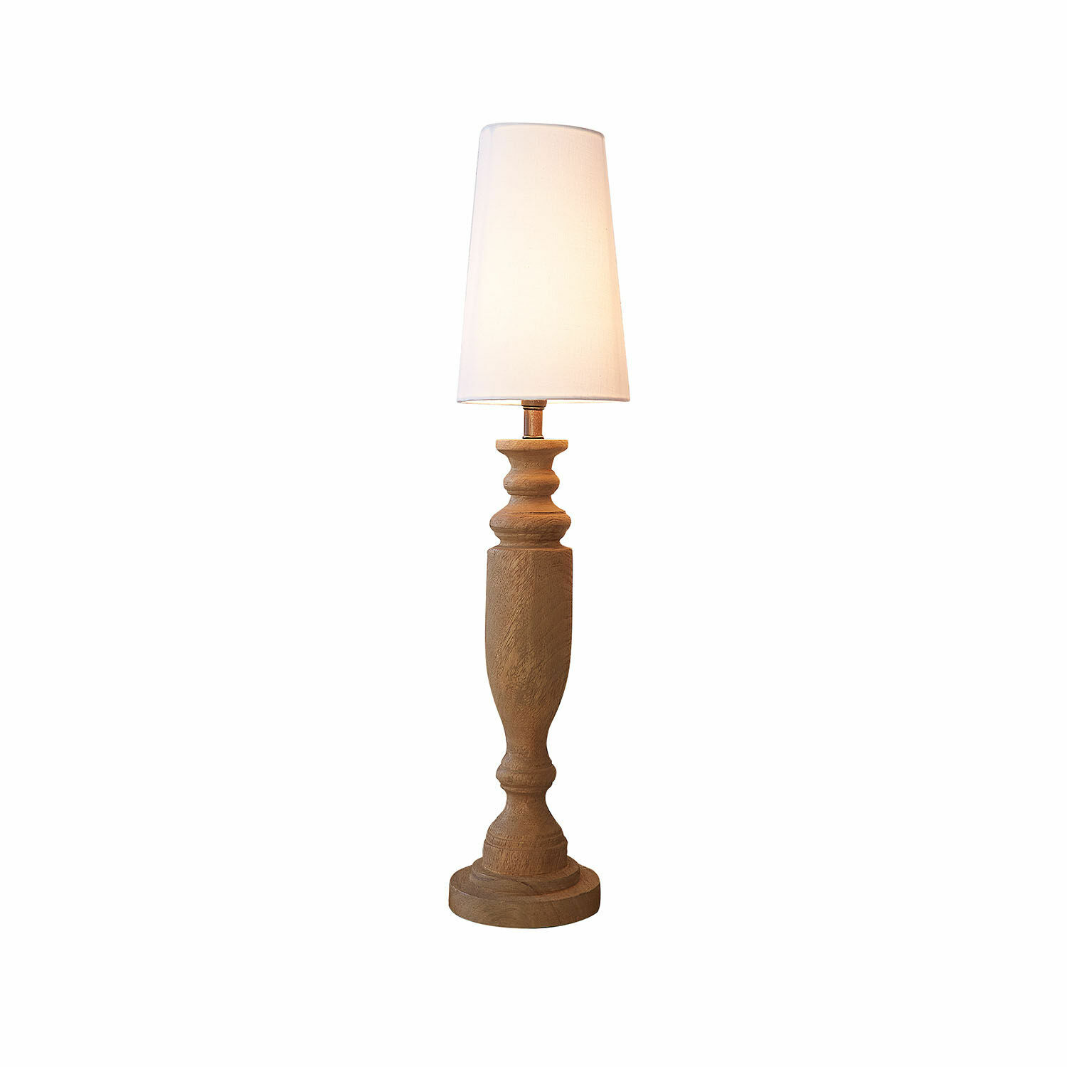 Lampa stołowa Ambrevaux Lampka stołowa z drewnianą podstawą i białym abażurem, dekoracyjna lampa do salonu
