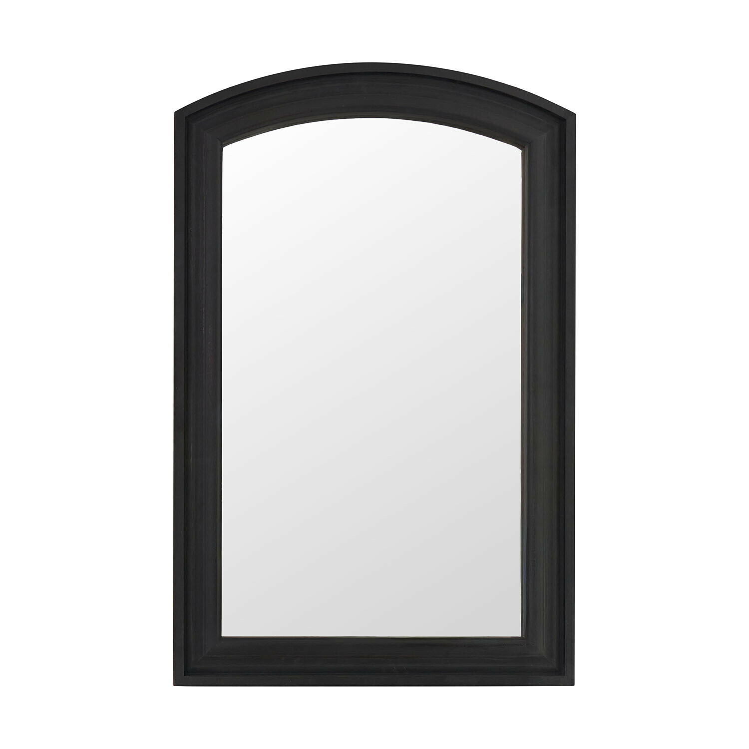 Lustro Ashwyn Czarna drewniana rama lustra z zaokrąglonym górnym brzegiem, nowoczesny design do wnętrz