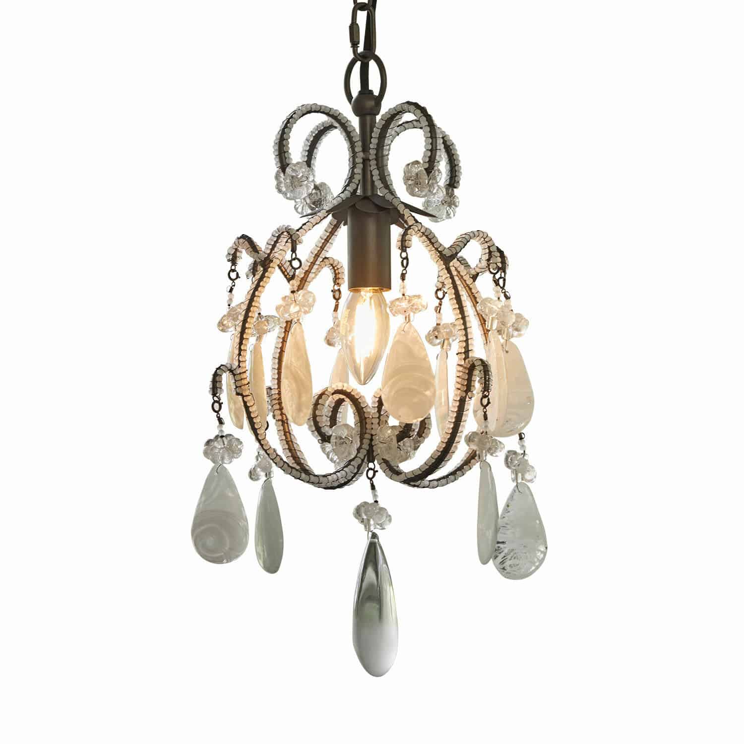 Lampa wisząca Calistron Wisząca lampa z metalowymi ramionami i przezroczystymi kryształowymi zawieszkami, dekoracyjna lampa sufitowa