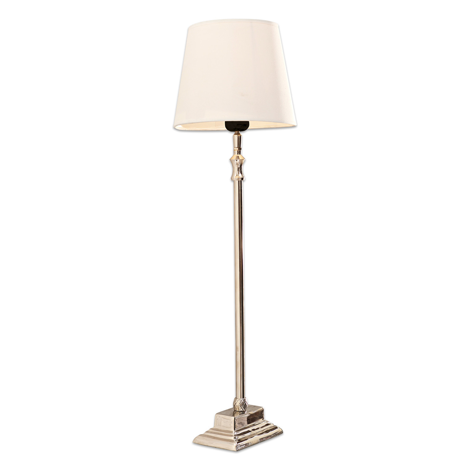 Lampa stołowa Mayfair Elegancka lampa podłogowa z metalową podstawą i kremowym abażurem do salonu