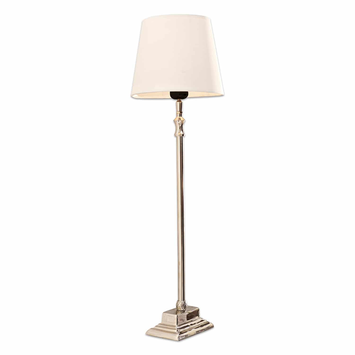 Lampa stołowa Mayfair Elegancka lampa podłogowa z metalową podstawą i kremowym abażurem do salonu