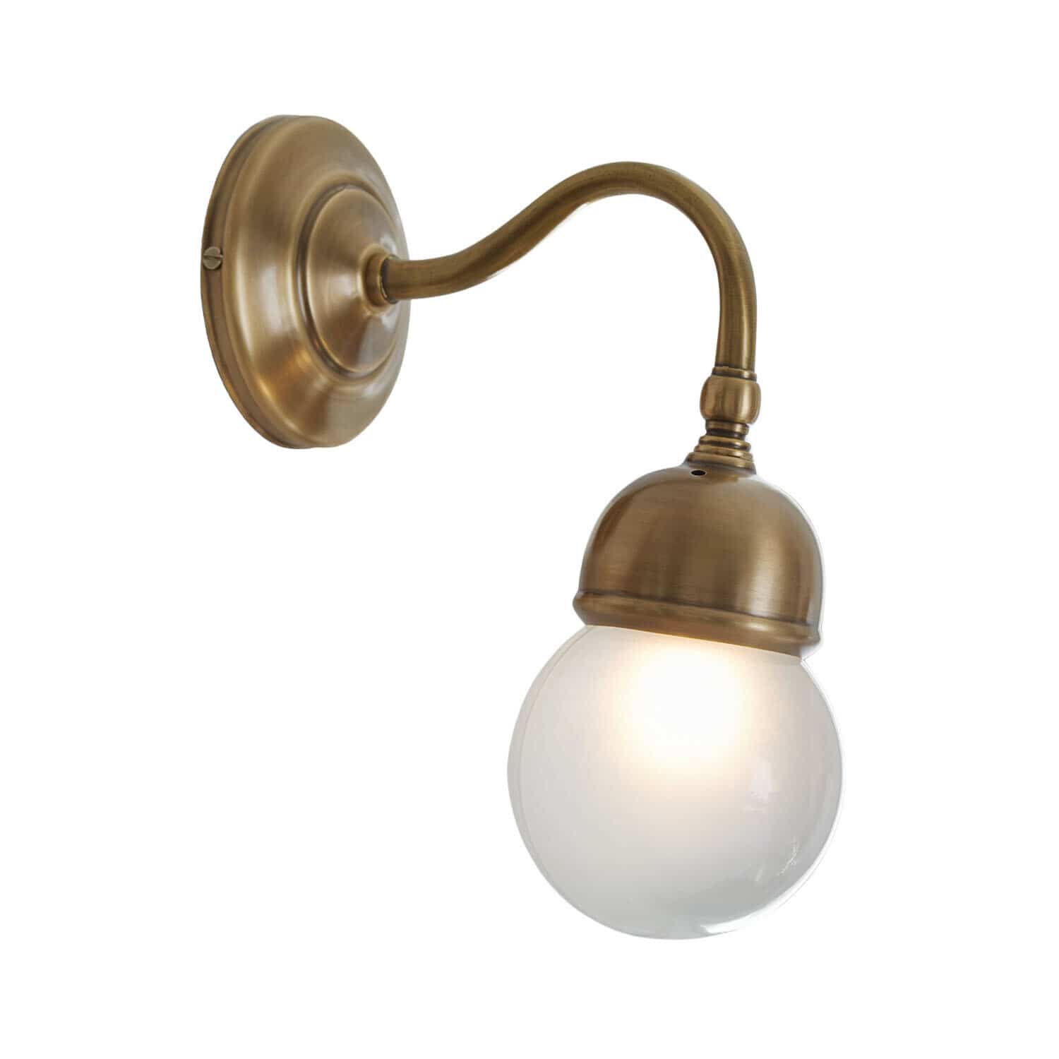 Lampa ścienna Lamivelle Kinkiet ścienny z mosiądzu z mleczną szklaną kulą, klasyczne oświetlenie do salonu lub sypialni