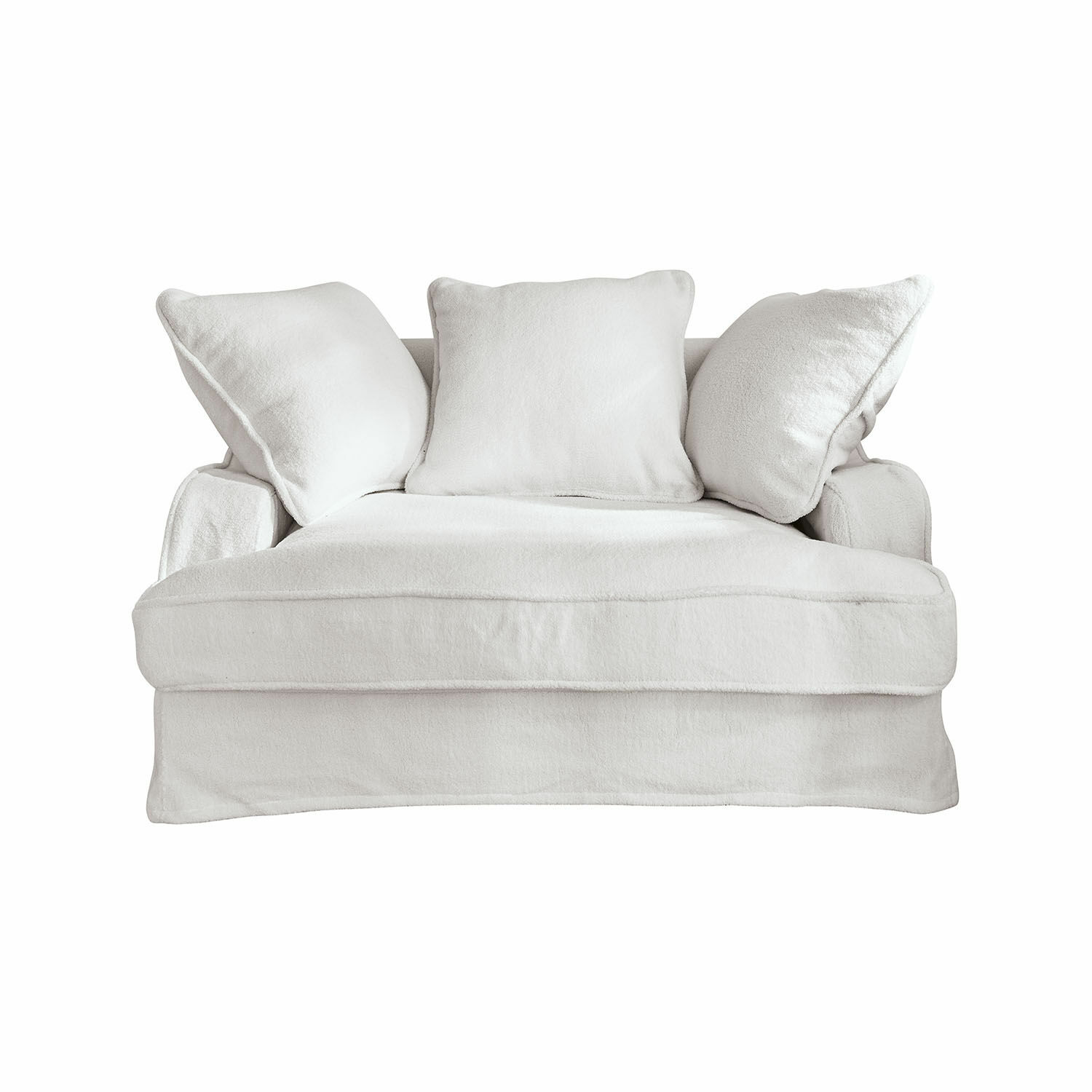biały Białe tapicerowane sofa Monaco z miękkiego materiału z trzema poduszkami do salonu