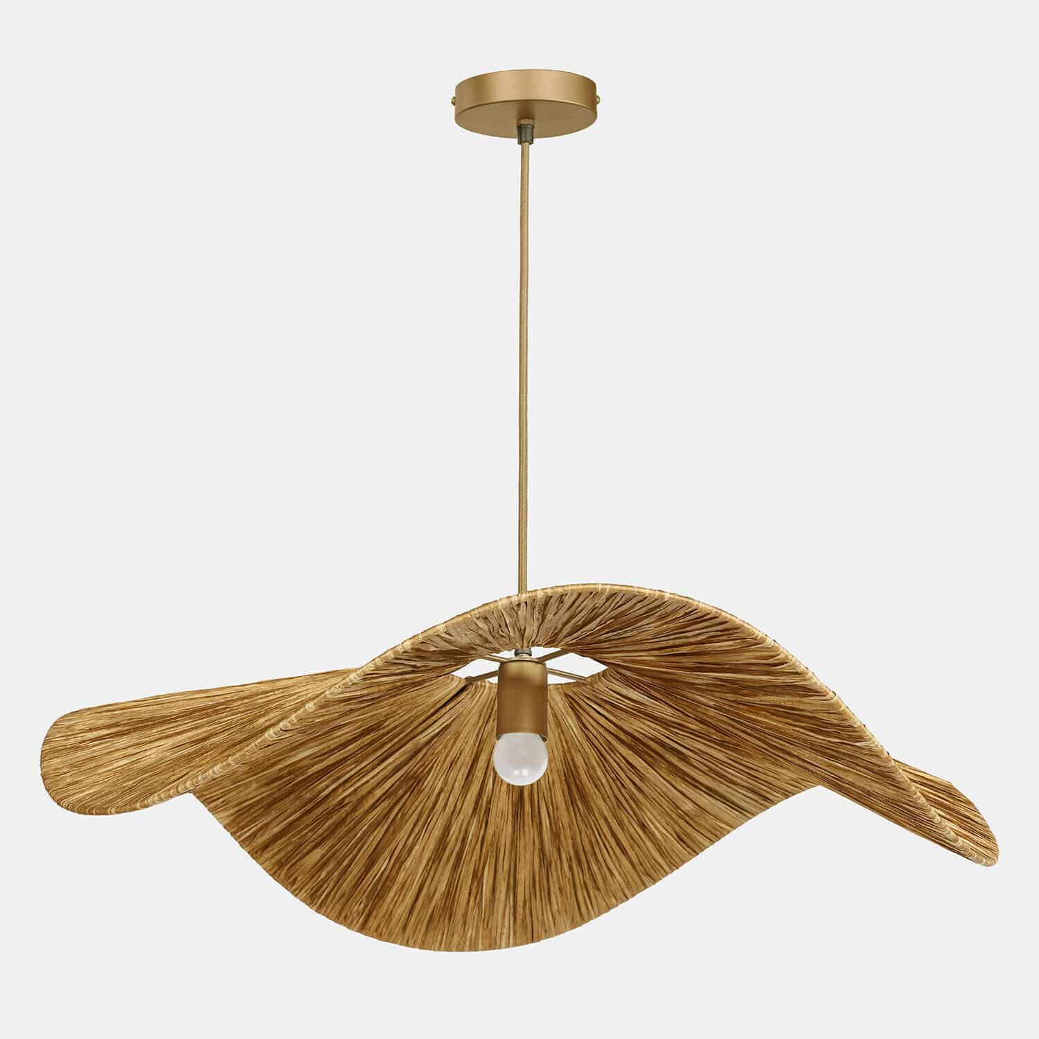 Lampa wisząca Calouris Lampa wisząca z naturalnego materiału w kształcie fali, kolor beżowy, nowoczesny design oświetlenia