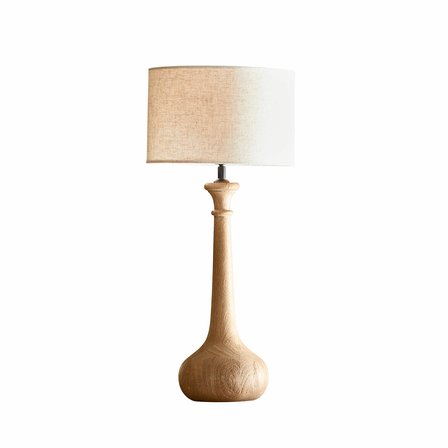 Lampa stołowa Andrées Lampka stołowa z drewnianą podstawą i beżowym abażurem, dekoracyjna lampa do salonu