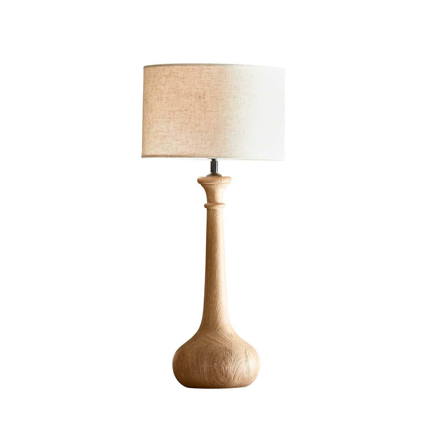Lampa stołowa Andrées Lampka stołowa z drewnianą podstawą i beżowym abażurem, dekoracyjna lampa do salonu