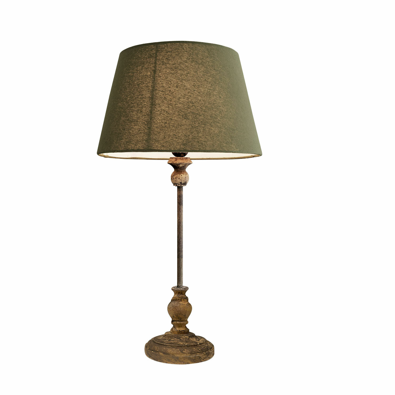 Lampa stołowa Karlora Lampka stołowa z brązową tkaniną i postarzanym drewnianym stojakiem do dekoracji wnętrz