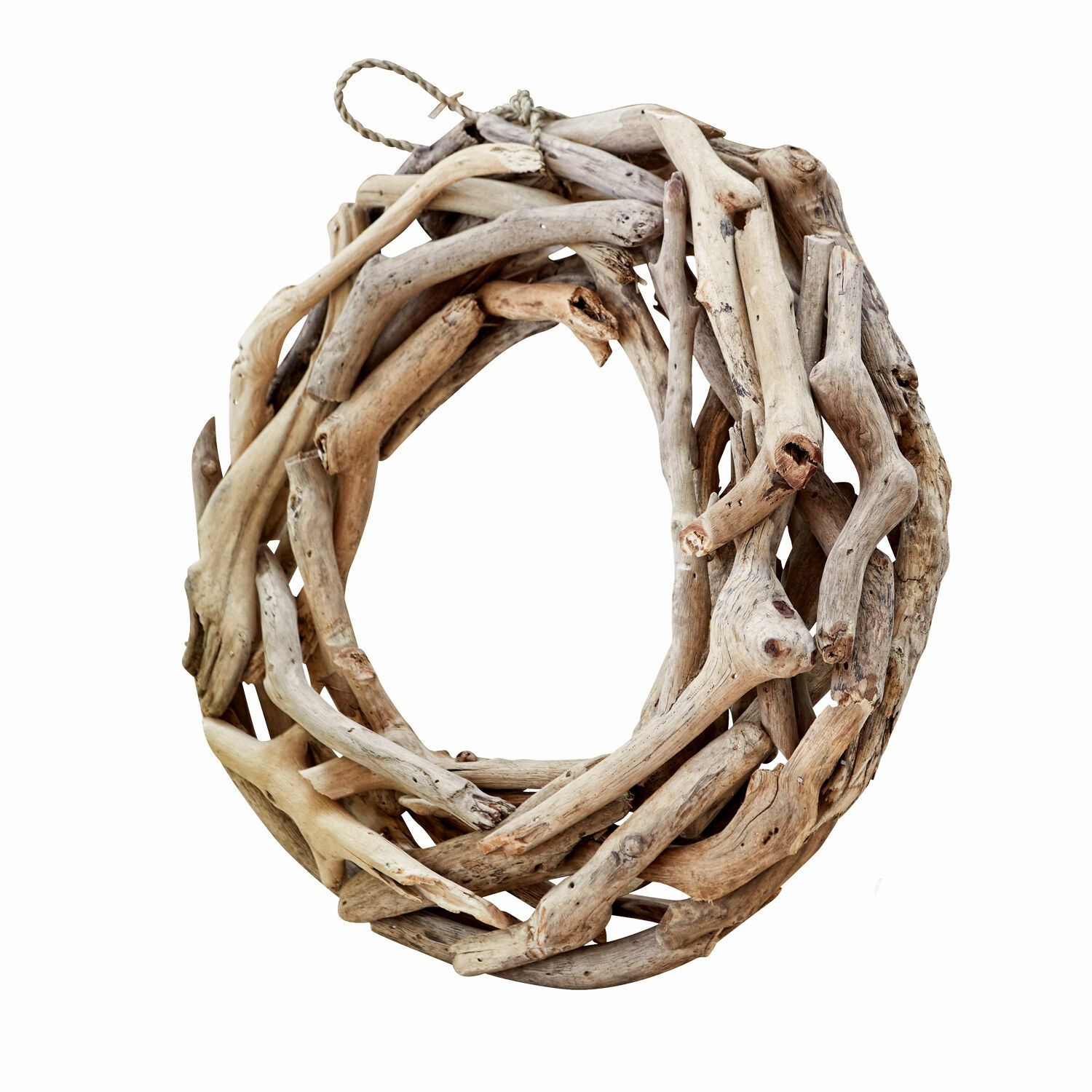 Okrągły wieniec z naturalnego drewna dryfującego w jasnobrązowym kolorze do dekoracji ścian