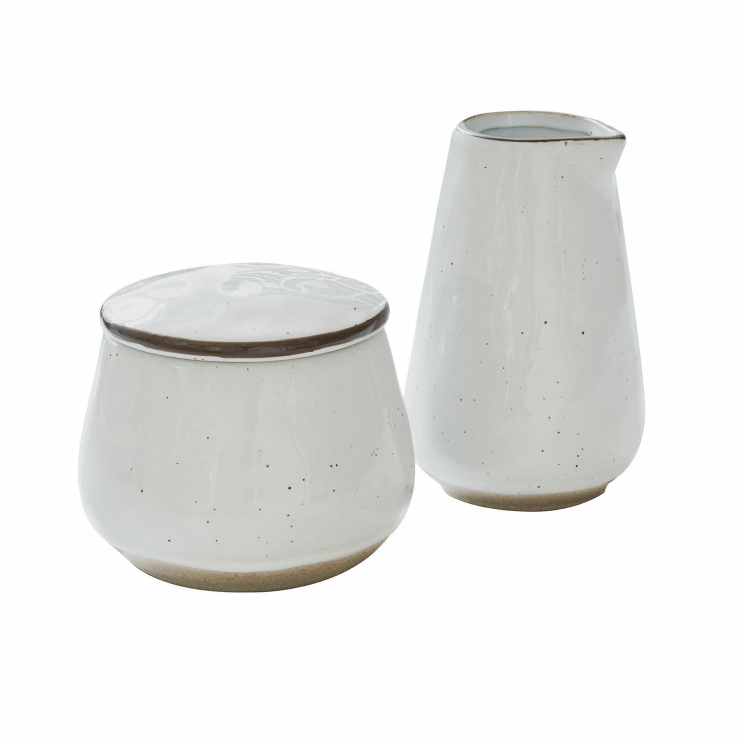 Cukiernica i mlecznik Biarré Biały ceramiczny dzbanek i pojemnik z pokrywką z naturalnym wykończeniem do kuchni
