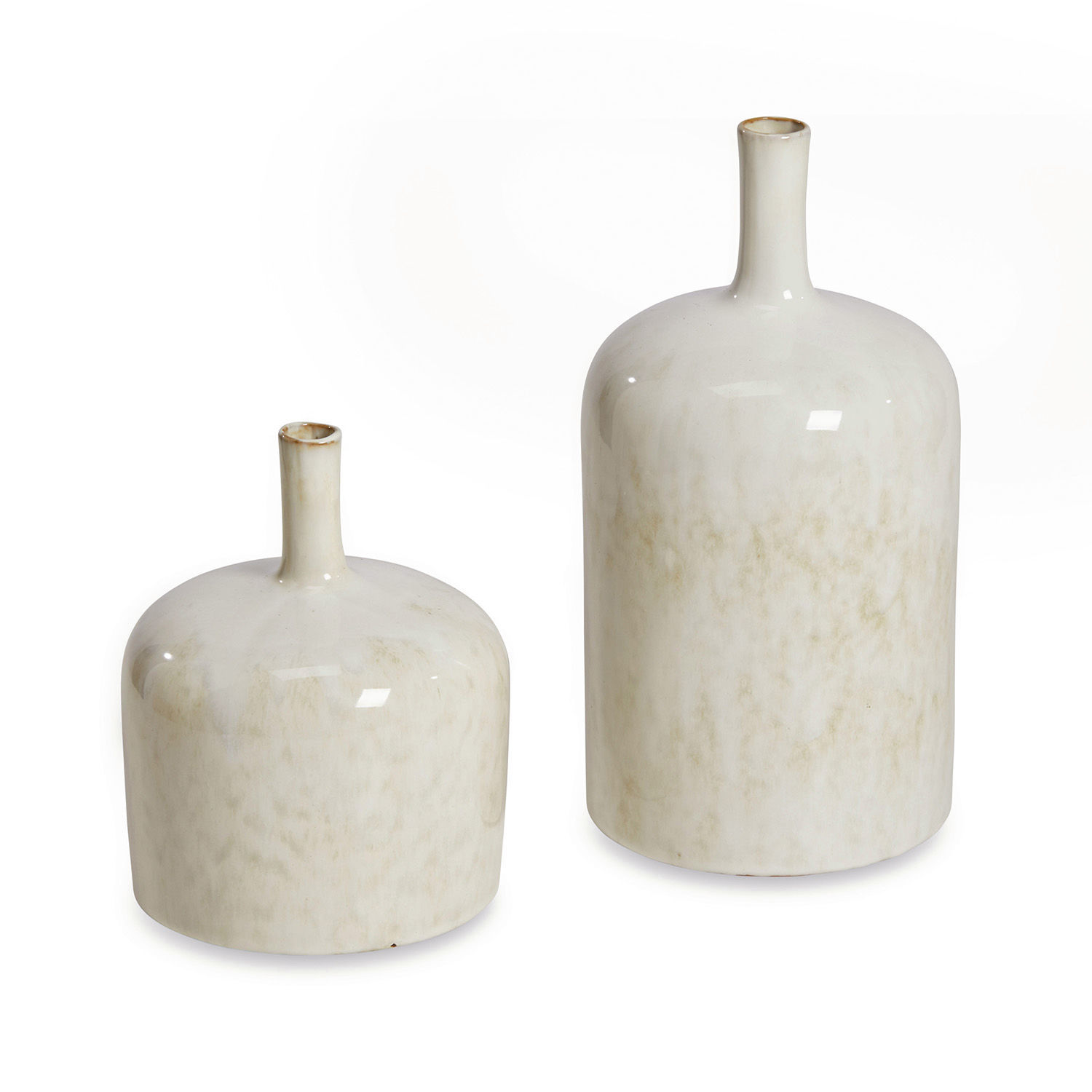 kremowy Zestaw dwóch kremowych ceramicznych wazonów Kurys o matowym wykończeniu do dekoracji wnętrz