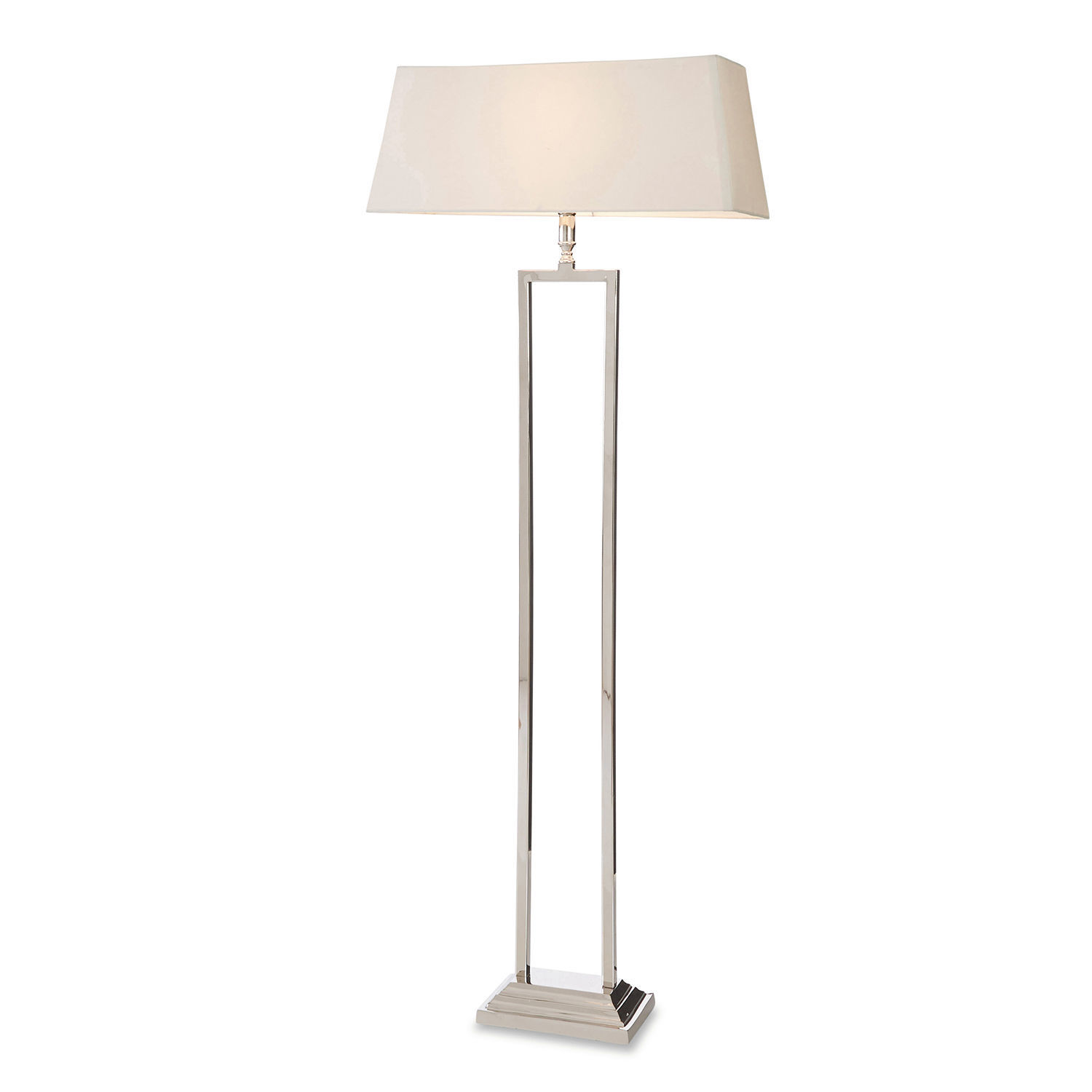 kremowy/srebrny Lampa stojąca Barki z kremowym abażurem i srebrną metalową podstawą do salonu