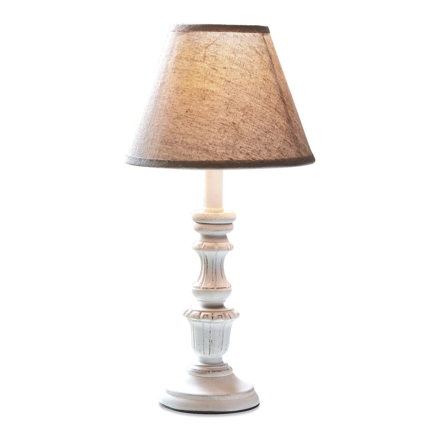 Lampa stołowa Créteil Lampka stołowa z białego drewna z beżowym abażurem, dekoracyjna lampa do salonu lub sypialni
