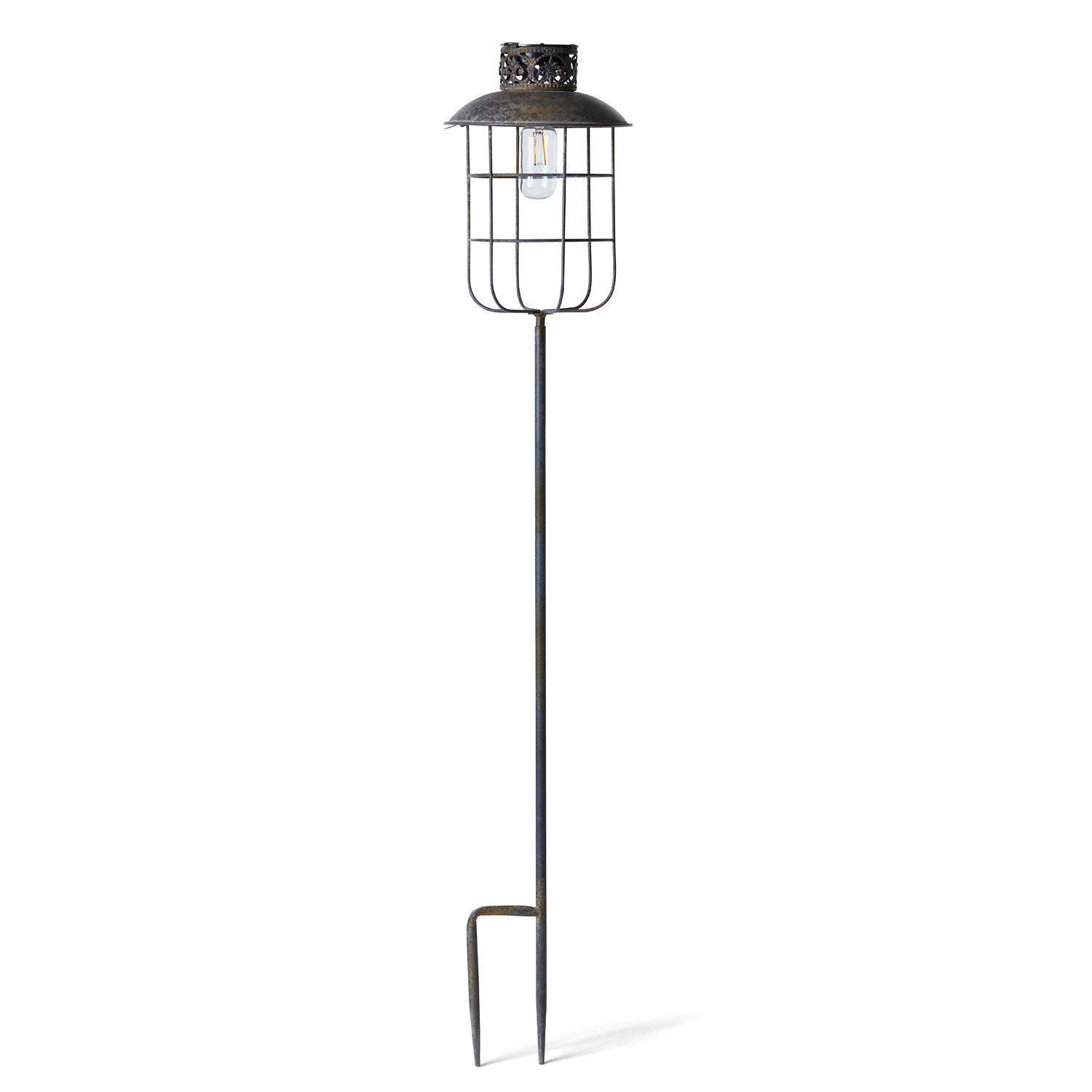 Lampion solarny Nistos Metalowa lampa ogrodowa z czarnym kloszem i wbijanym trzonem do ziemi, dekoracyjna lampa zewnętrzna