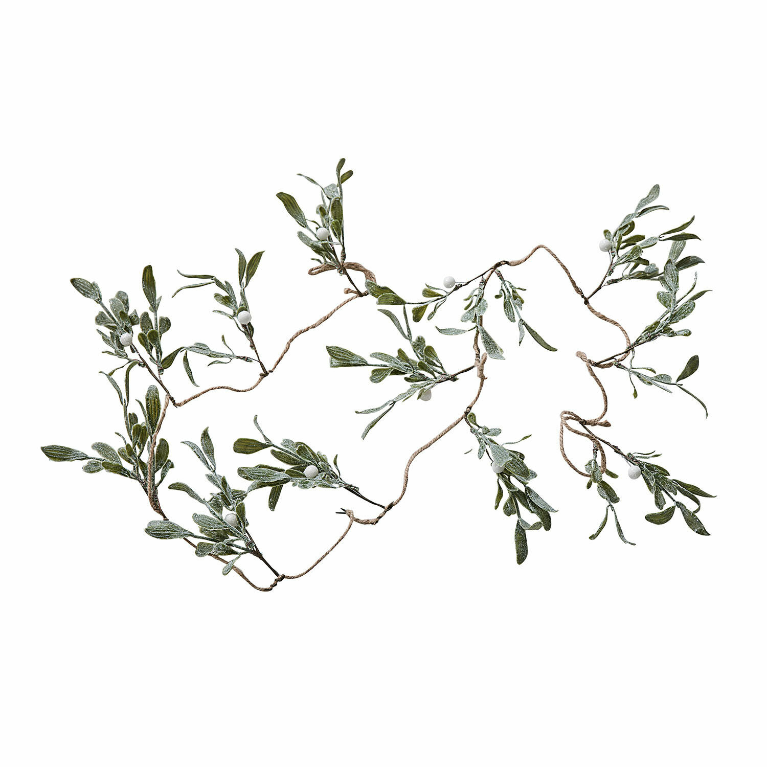 Girlanda Mistletoe Girlanda z zielonych liści i białych jagód na sznurku, dekoracja świąteczna do domu