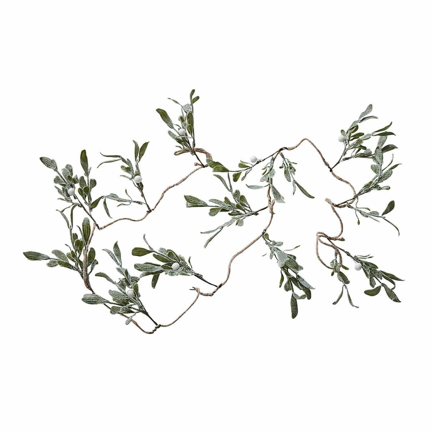 Girlanda Mistletoe Girlanda z zielonych liści i białych jagód na sznurku, dekoracja świąteczna do domu