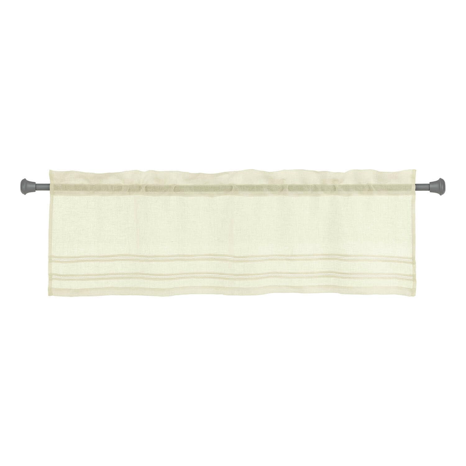 Zazdrostka Jolivane Beżowa zasłona z lekkiego materiału z dekoracyjnymi przeszyciami, idealna do salonu lub kuchni