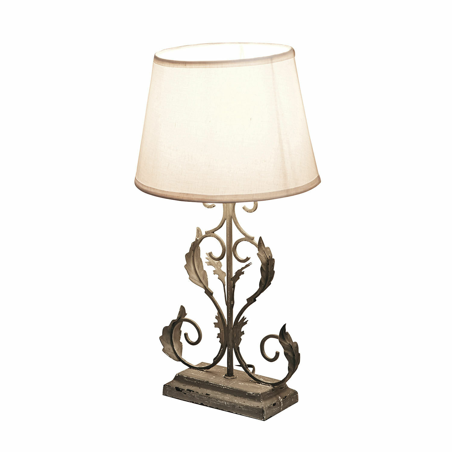 Lampa stołowa Chanéac Lampka stołowa z metalową podstawą w stylu vintage i kremowym abażurem do salonu