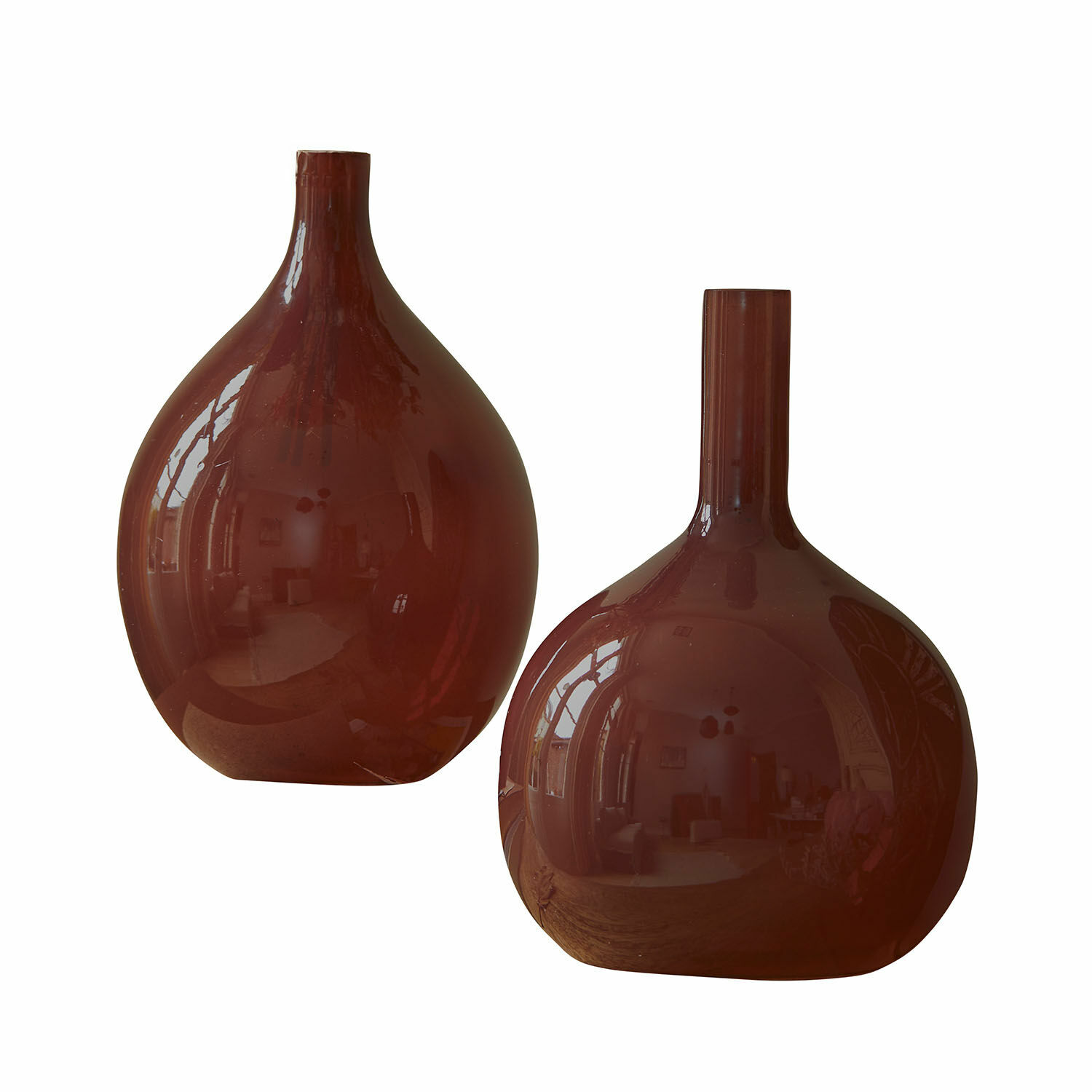 bordowy Zestaw dwóch ceramicznych wazonów Erlunda w kolorze bordowym do dekoracji wnętrz