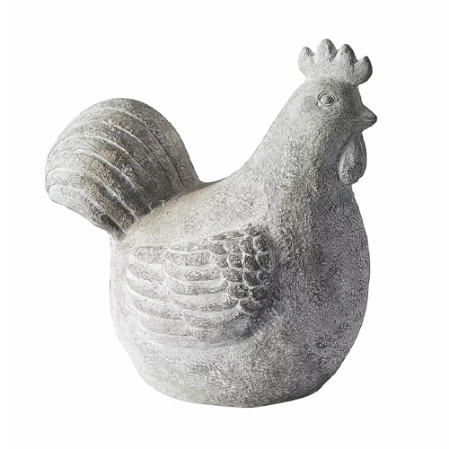Figurka kury z szarego kamienia dekoracyjna do ogrodu lub wnętrza, naturalny materiał, ozdoba domu