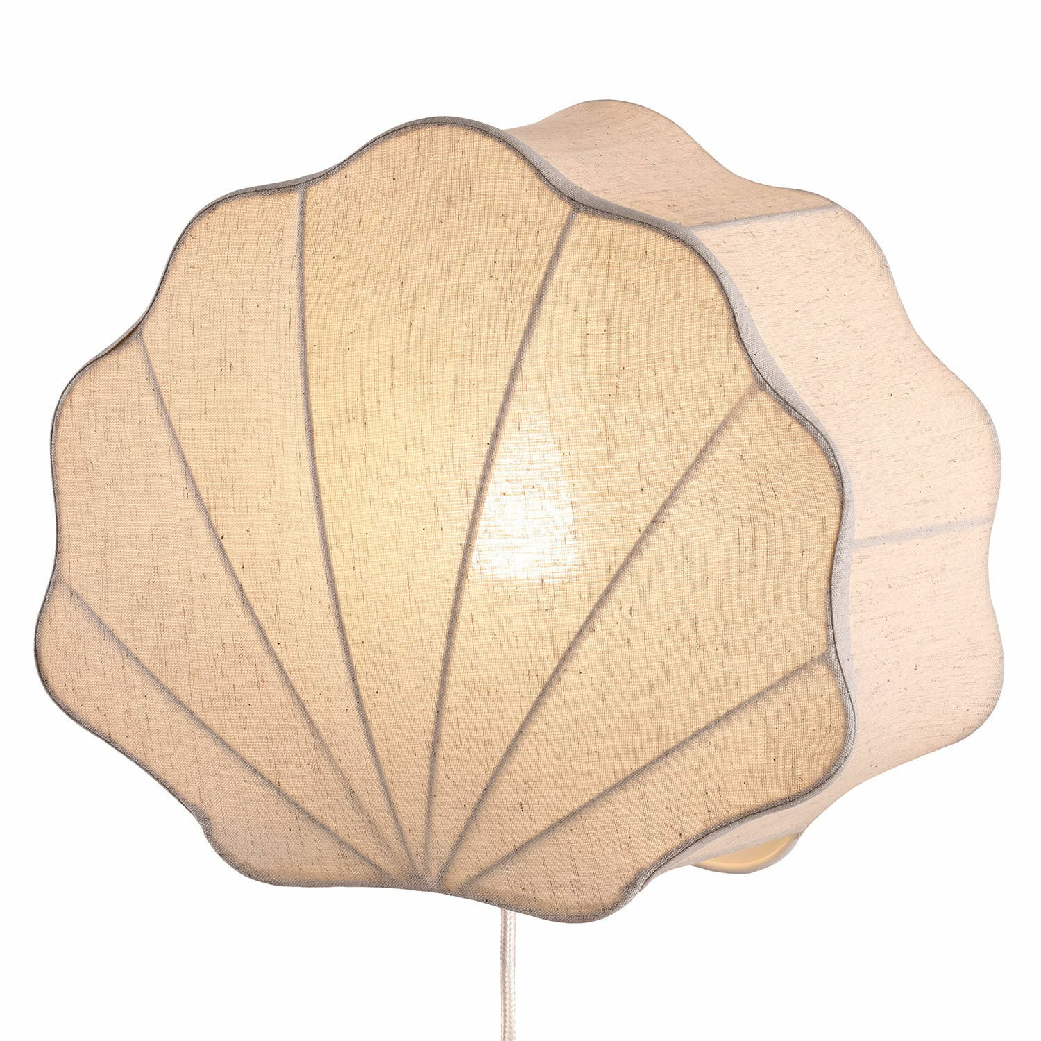 Lampa ścienna Vellaro Lampa ścienna w kształcie muszli z beżowego materiału, dekoracyjna lampa do salonu lub sypialni
