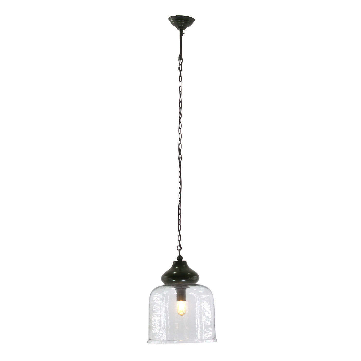 Lampa wisząca Walderton Szklana lampa wisząca z czarnym metalowym uchwytem i łańcuchem, nowoczesne oświetlenie wnętrz
