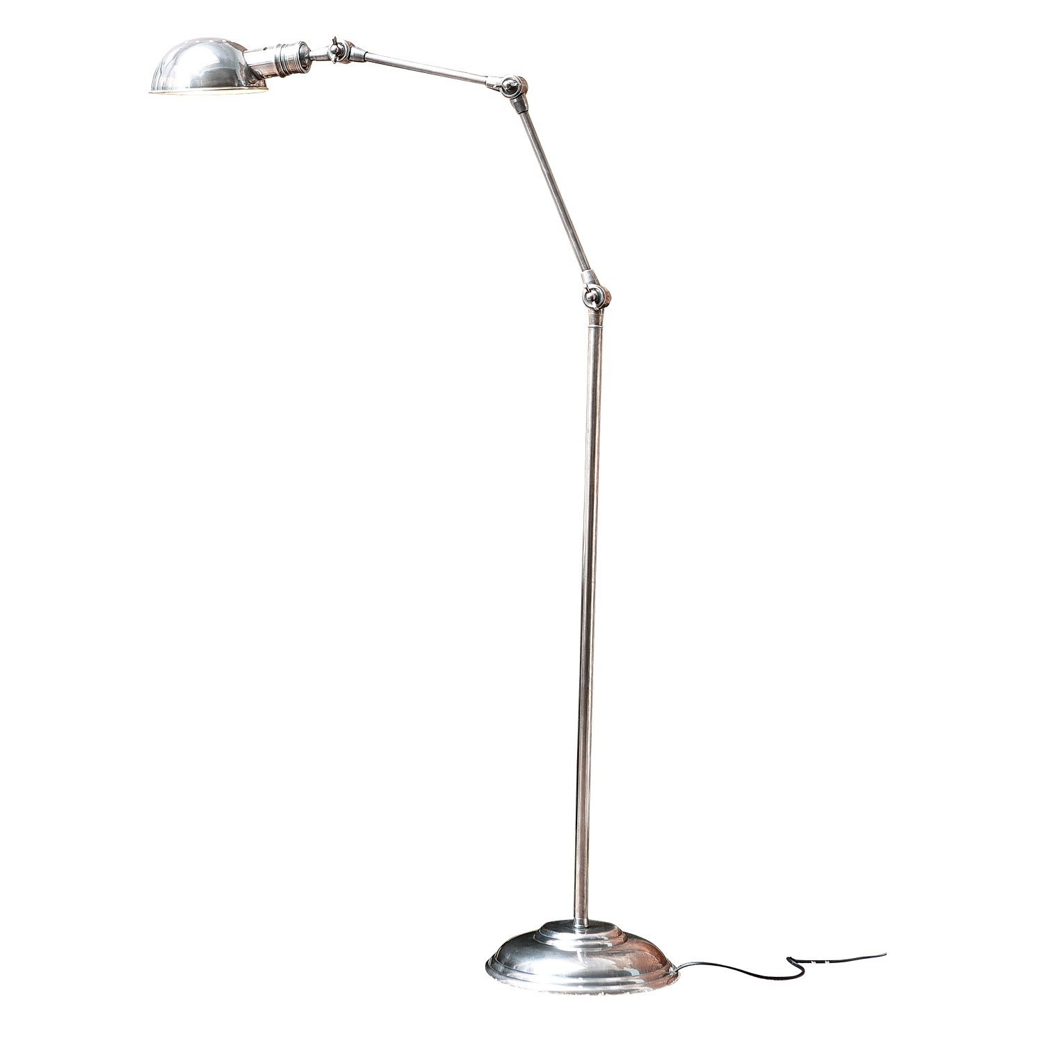 antyczne srebro Lampa stojąca Tulsa w kolorze antycznego srebra z regulowanym ramieniem i metalową podstawą