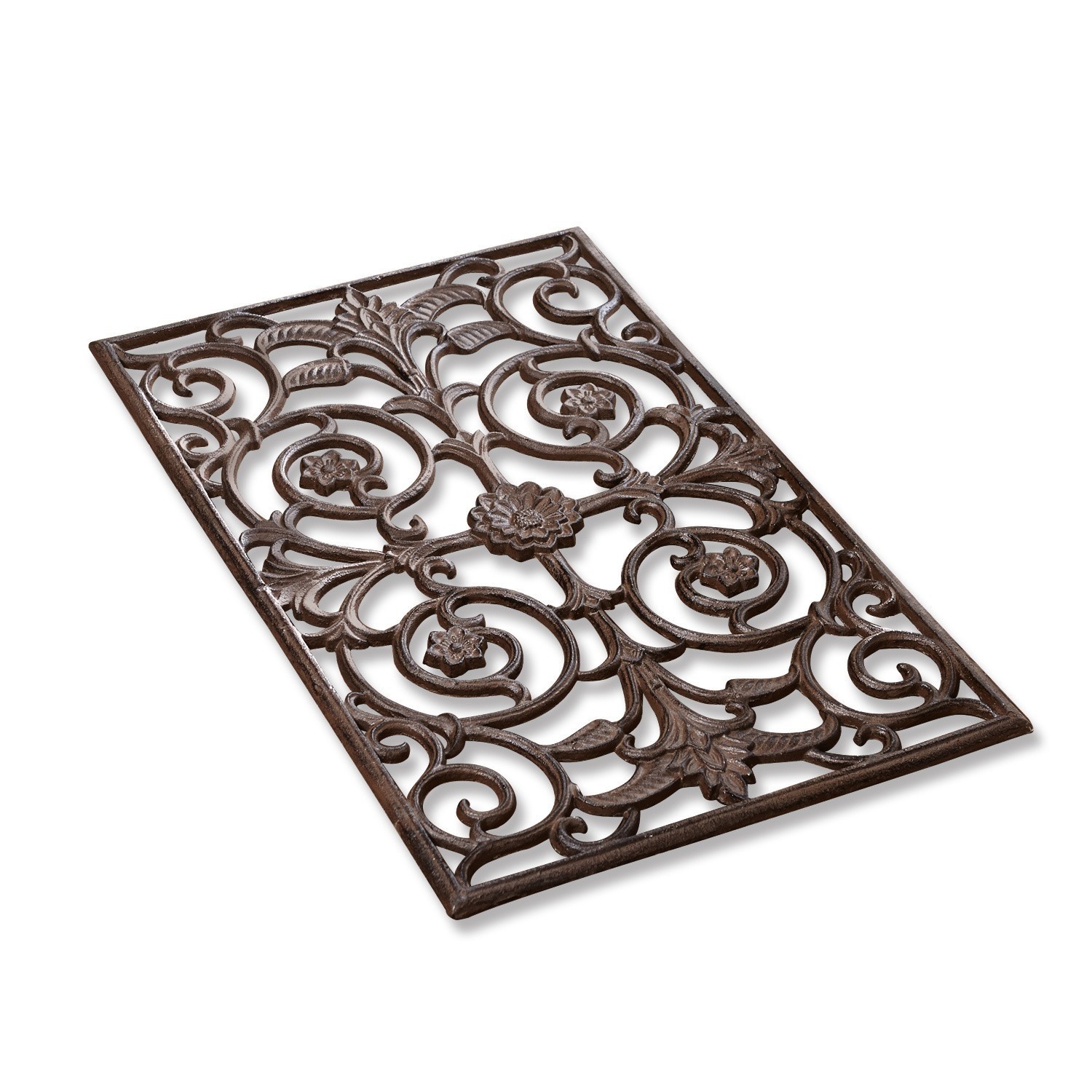 Czyszczarka do butów Hengist Dekoracyjna metalowa kratka z ornamentami w kolorze brązowym do wnętrz i ogrodów