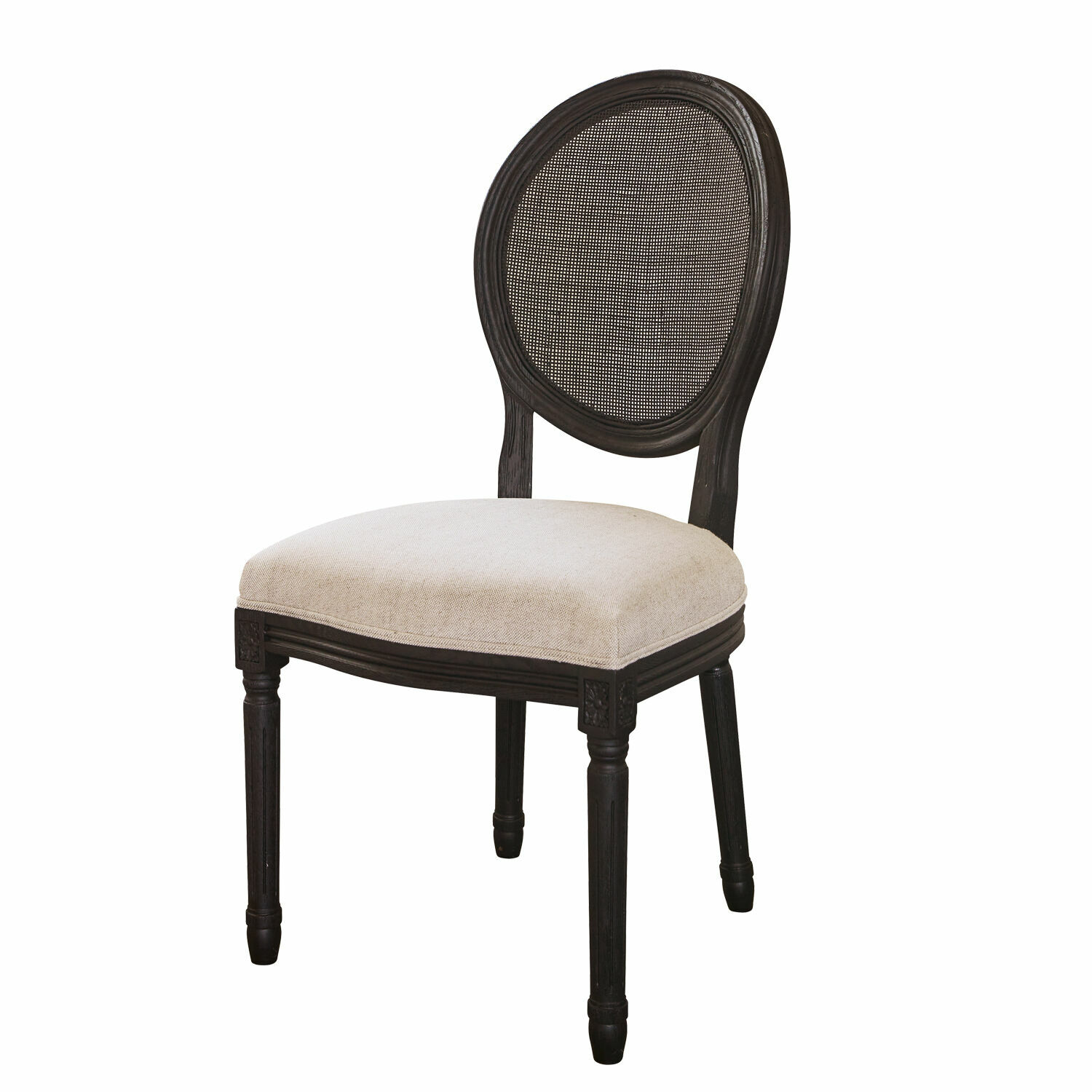 czarny / biały Krzesło Danube z czarnego drewna z białą tapicerką, klasyczny design do salonu i jadalni